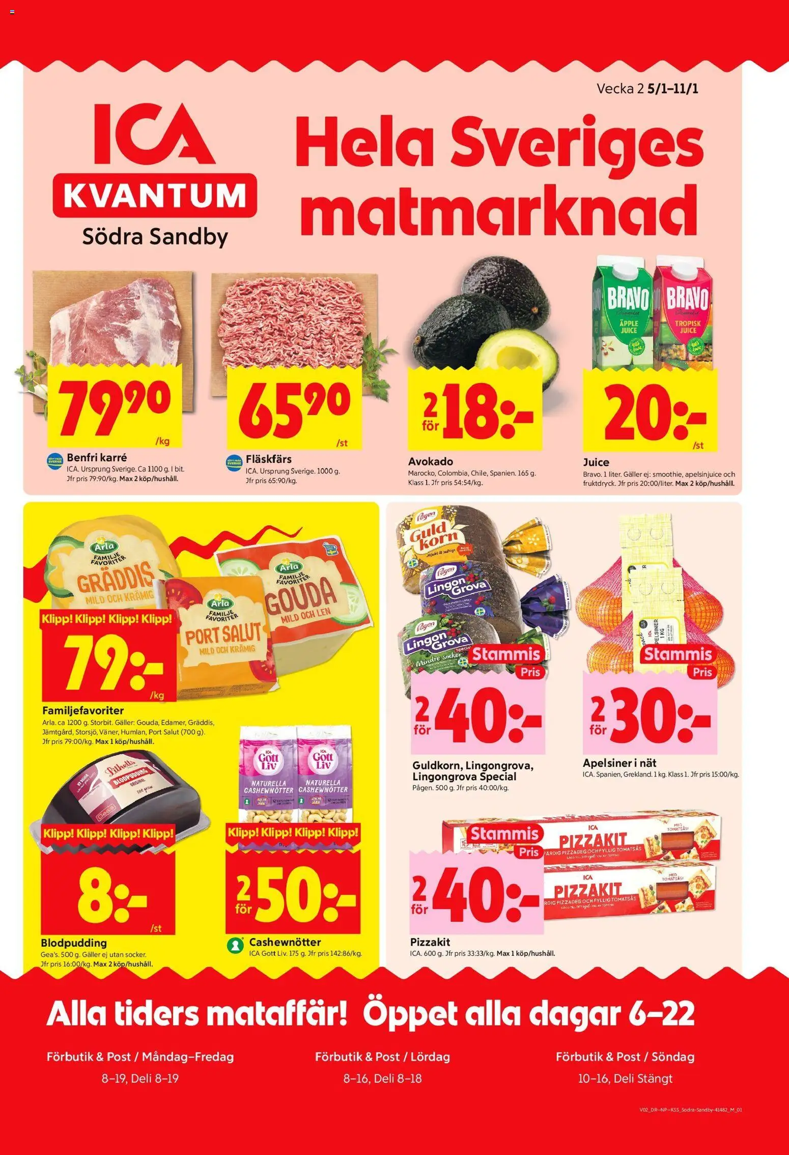 ICA Kvantum reklamblad aktuell från 05.01.2026 | Sida: 1 | Produkter: Lingongrova, Galler, Juice, Apelsiner