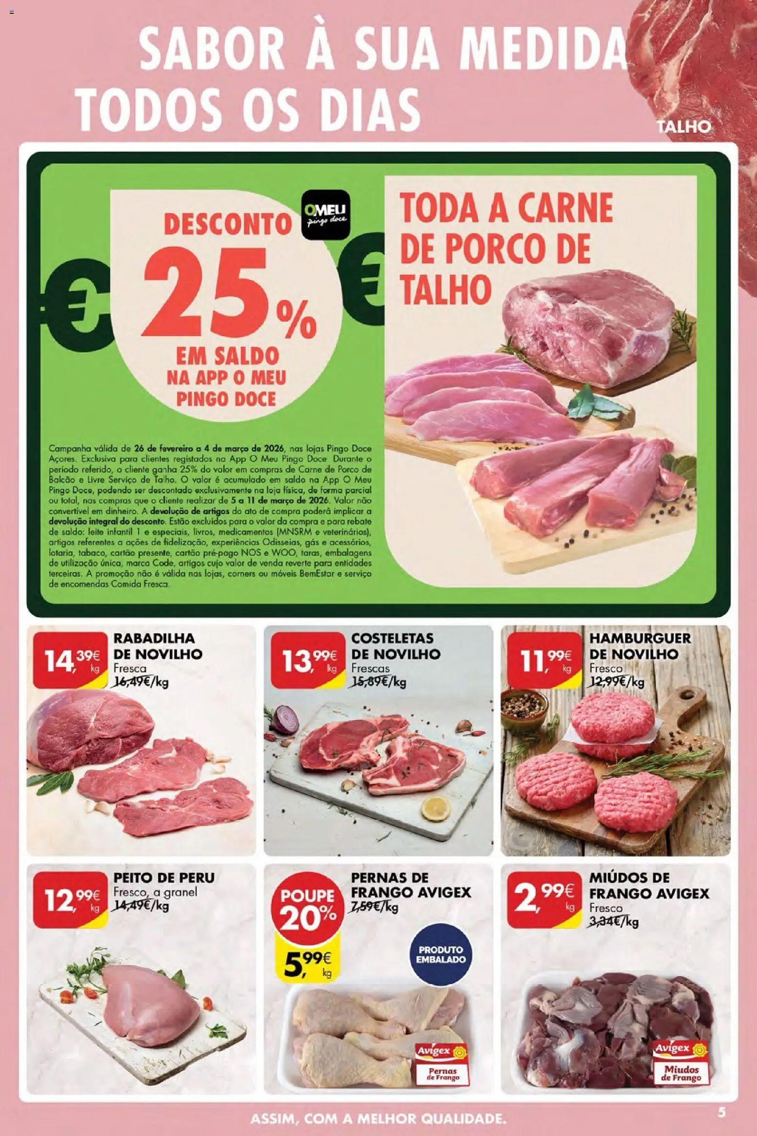 Pingo Doce Poupe Esta Semana Açores │ válido de 26.02.2026 | Página: 5 | Produtos: Frango, Hambúrguer, Leite infantil, Carne