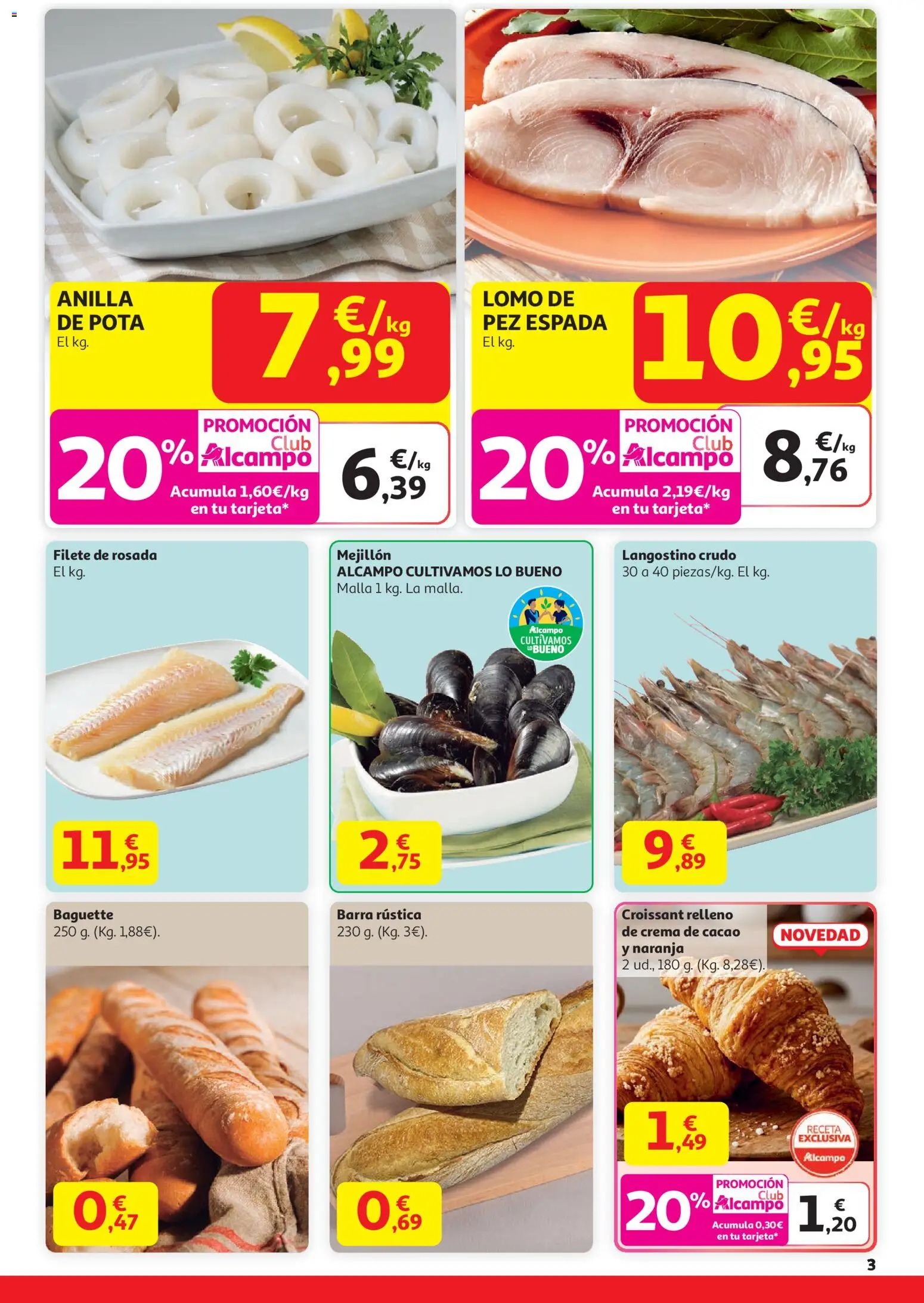 Alcampo - HP Catalan  │ válido desde el 15.01.2026 | Página: 3 | Productos: Λουκανικοπιτάκια, Croissant, Crema, Langostino