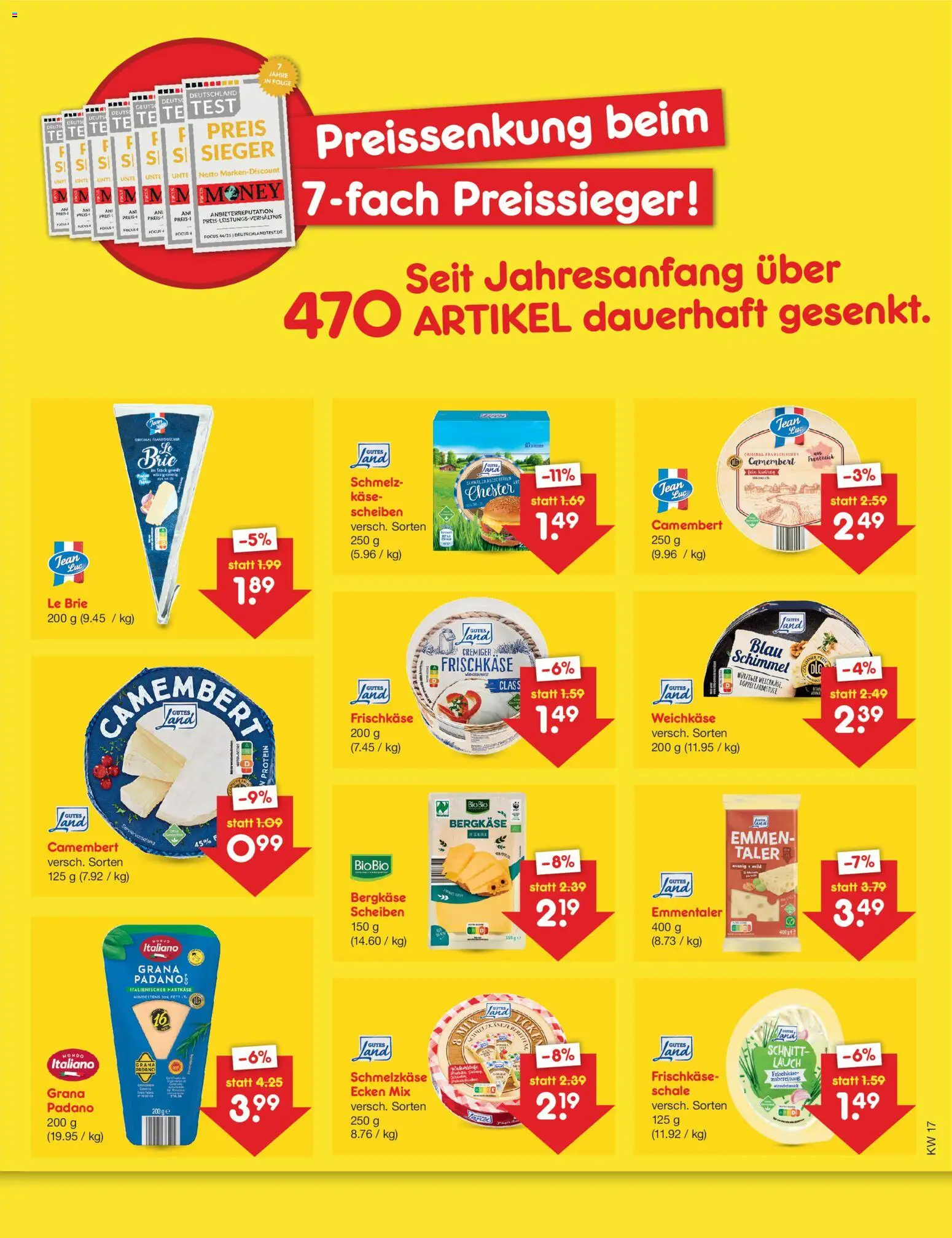 Netto Marken-Discount Preissenkung auf Dauer – gültig ab 17.04.2026 | Seite: 2 | Produkte: Käse, Frischkase