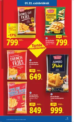 Harvest Basket Hullámos hasábburgonya, Crinkle cut fries, extra crunchy, with sunflower oil, 1 kg - amely érvényes a következő dátumtól: 22.01.2026 | Oldal: 11 | Termékek: Hasábburgonya