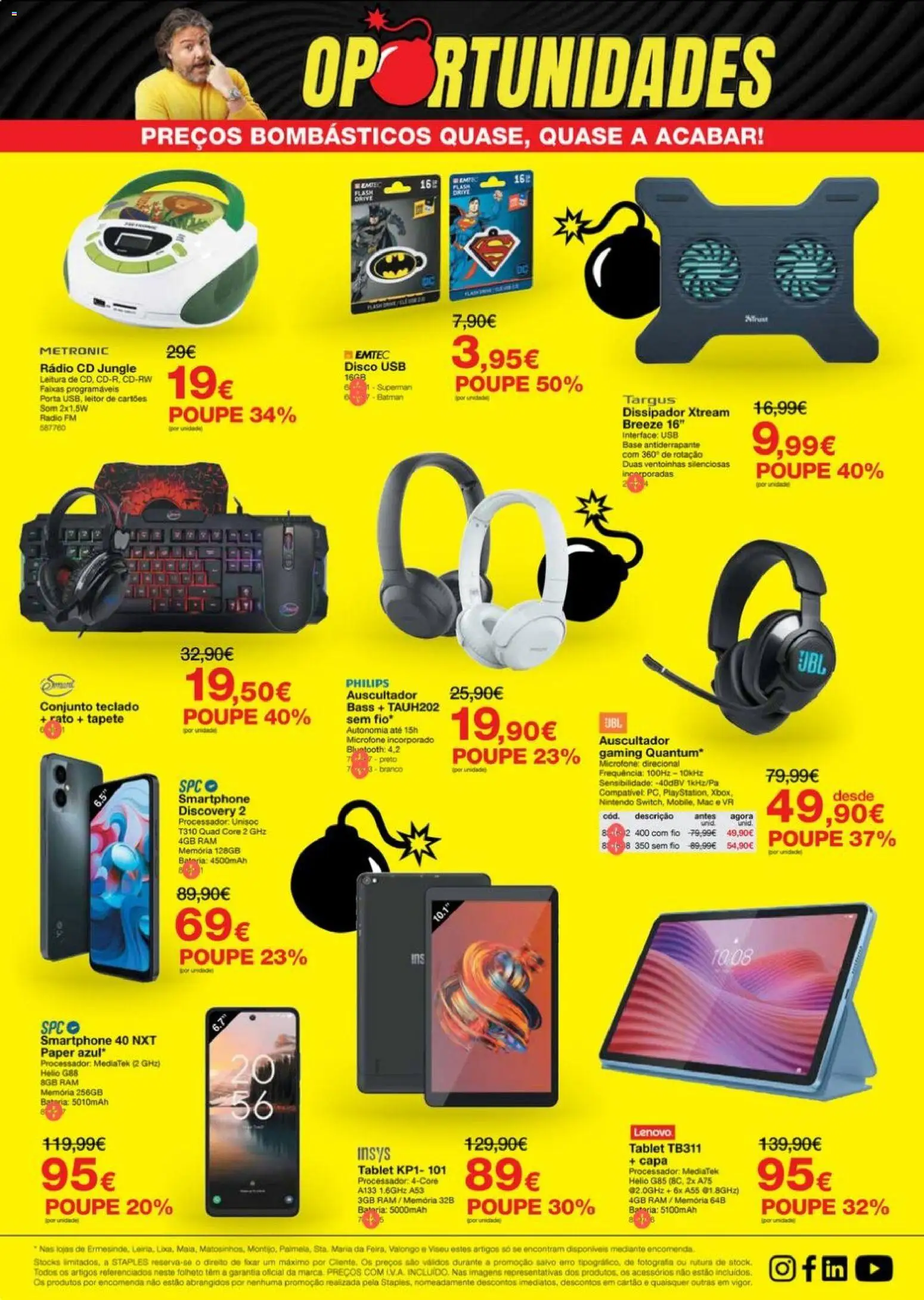 Staples - Folheto Oportunidades Outubro │ válido de 27.10.2025 | Página: 4 | Produtos: Teclado, USB, Bateria, Tapete