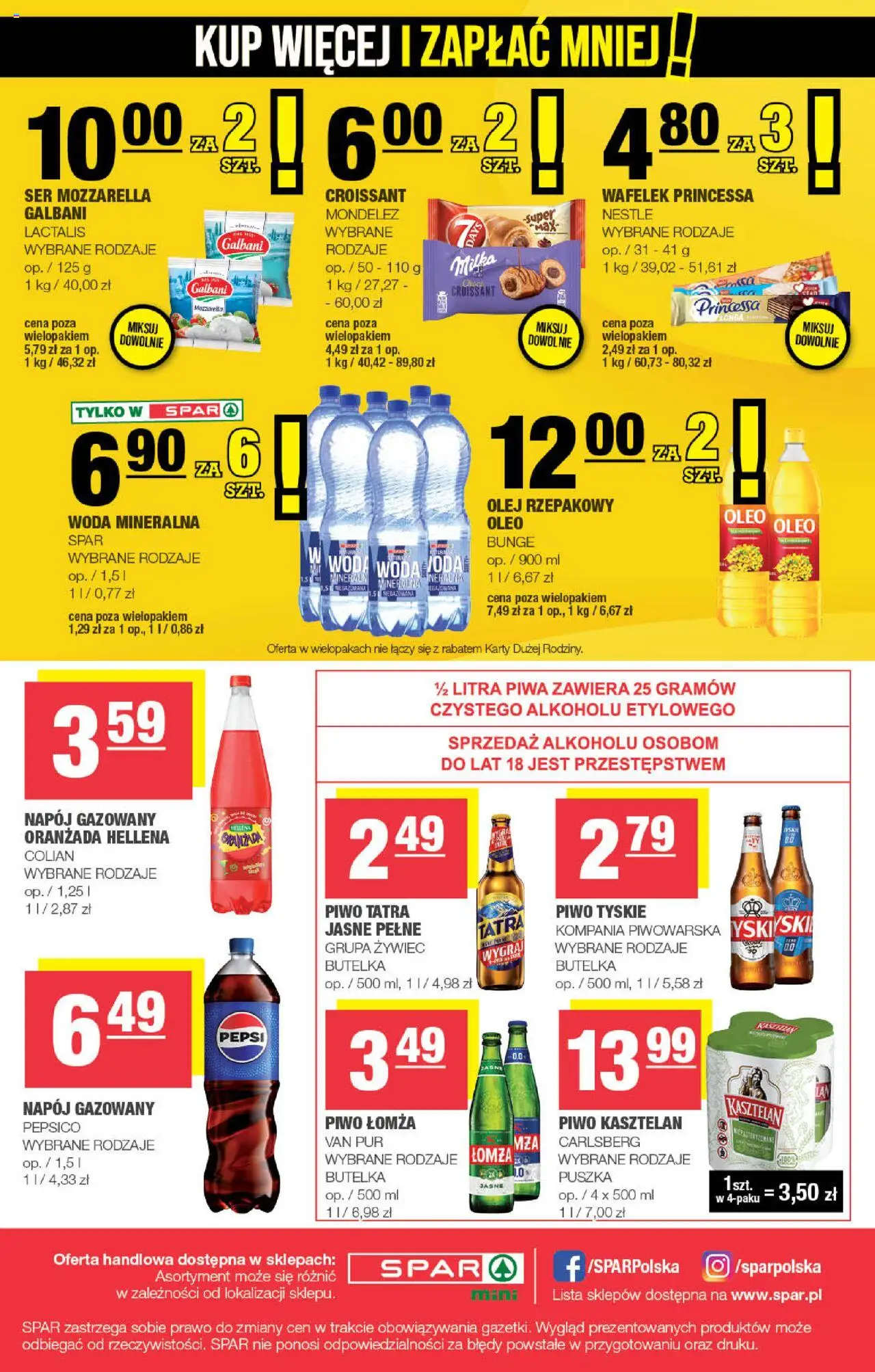 Spar Gazetka - Mini od 13.08.2025 | Strona: 4 | Produkty: Olej rzepakowy, Milka, Tyskie, Woda