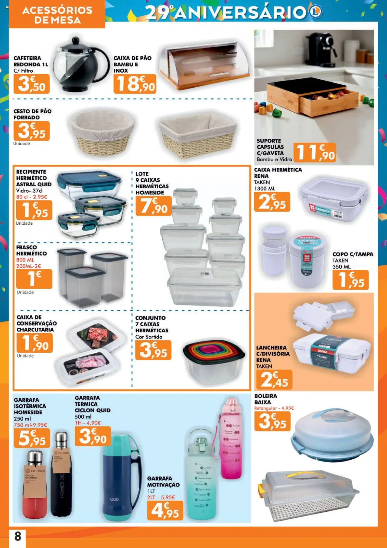 E.Leclerc - Folheto Aniversário Lamego │ válido de 16.10.2025 | Página: 8 | Produtos: Cafeteira, Mesa, Caixa, Pão