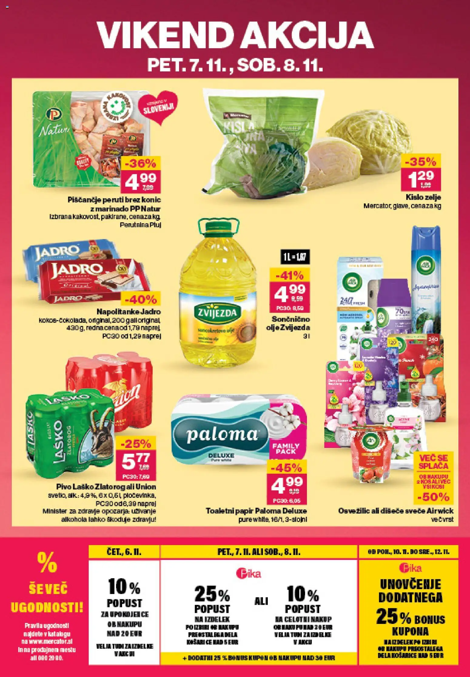 Novi Mercator katalog ponudbe – veljaven od 06.11.2025 | Stran: 42 | Izdelki: Napolitanke, Toaletni papir, Olje, Zelje