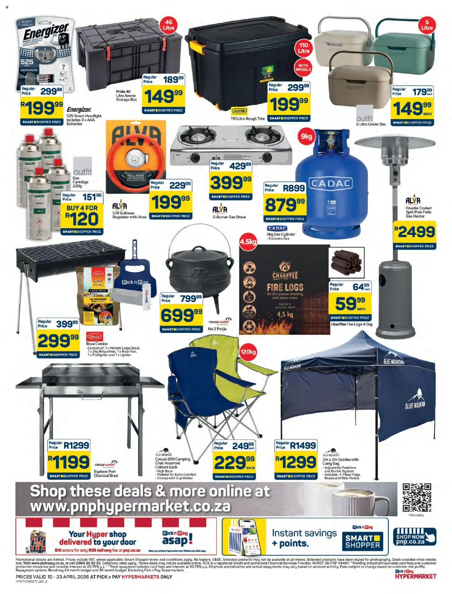 New Pick n Pay catalogue – valid from 10.04.2026 | Page: 2 | Products: Chair, Cooler, Powder, Heater