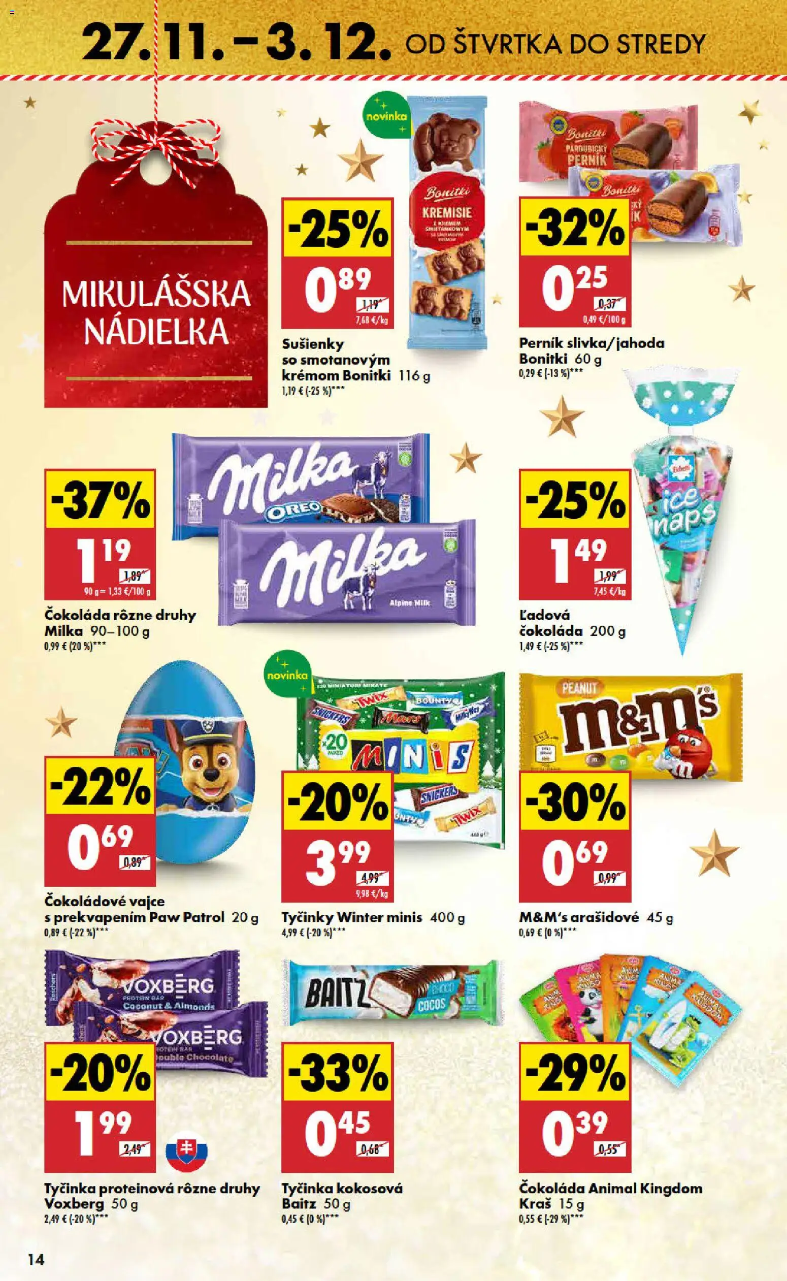 Nové Biedronka akcie – leták je platný od 27.11.2025 | Strana: 14 | Produkty: Protein, Čokoláda, Milka