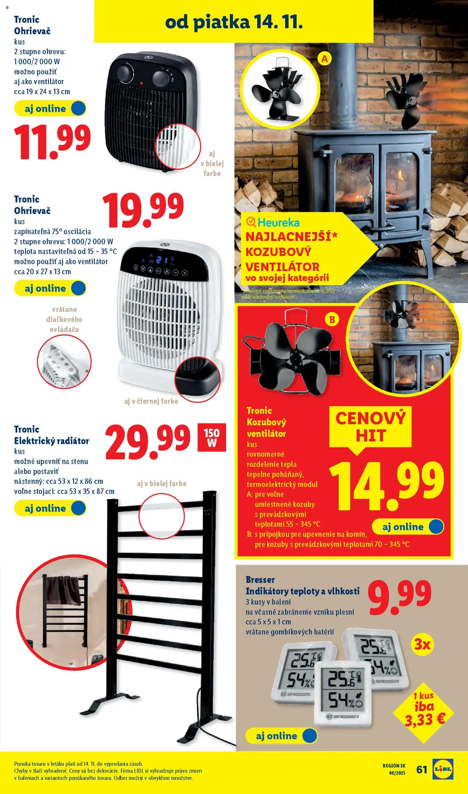 Nové Lidl akcie – leták je platný od 10.11.2025 | Strana: 100 | Produkty: Ventilátor, Ohrievač, Radiator