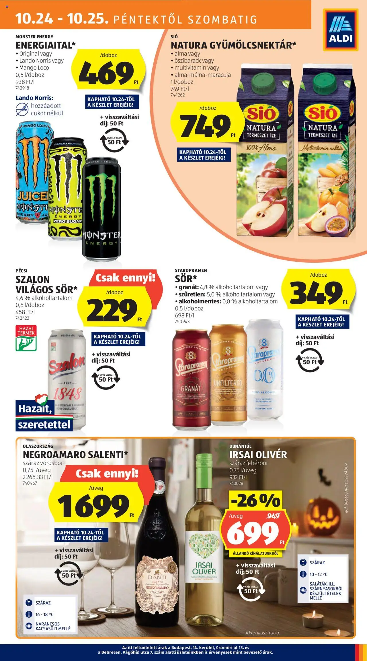 Aldi akciós ujság - amely érvényes a következő dátumtól: 24.10.2025 | Oldal: 19 | Termékek: Őszibarack, Fehérbor, Cukor, Mangó