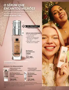 Pré-visualização Skin Renewal Sérum Renovador, Sérum Skin Renewal com 10X Protinol™ e niacinamida. Ajuda a recuperar anos de perda de colagénio em 7 dias. Ideal para todos os tipos de pele, tons e idades. 30 ml válido de 01.12.2025 | Página: 136 | Produtos: Sérum