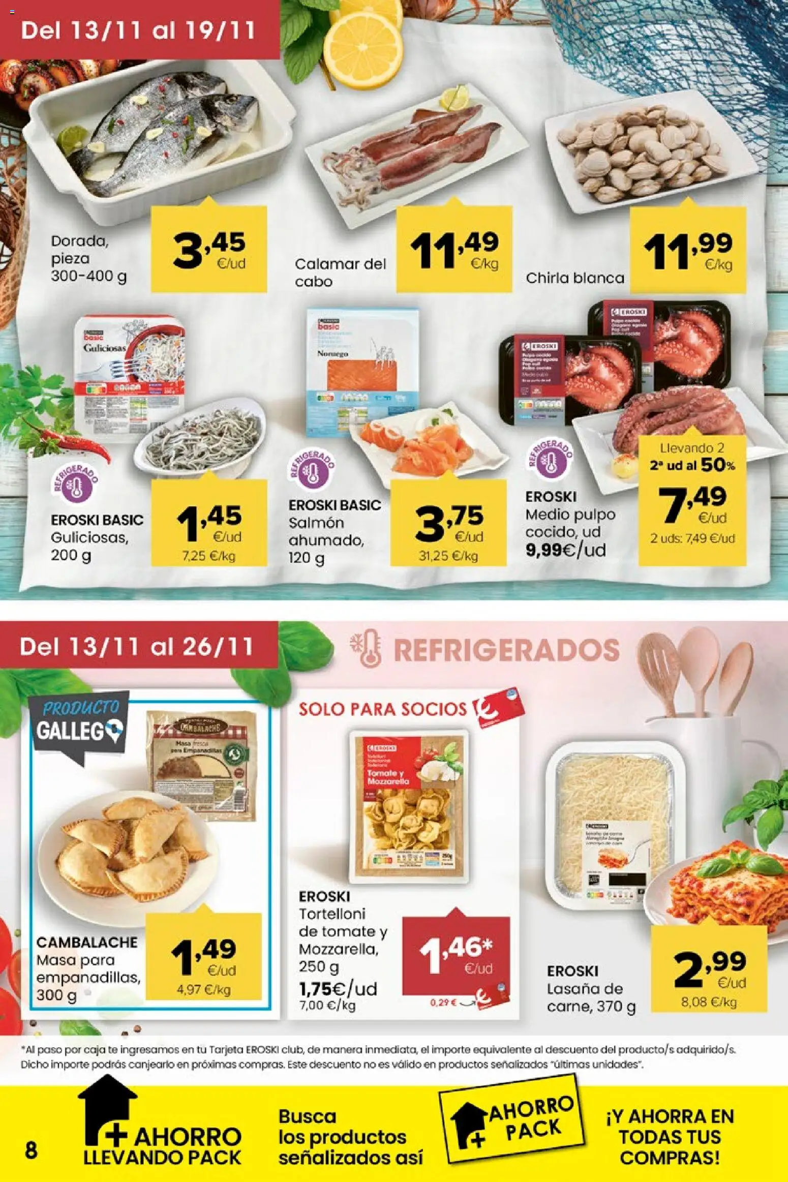 Eroski - Miramos por ti │ válido desde el 13.11.2025 | Página: 8 | Productos: Té, Lasaña, Caja