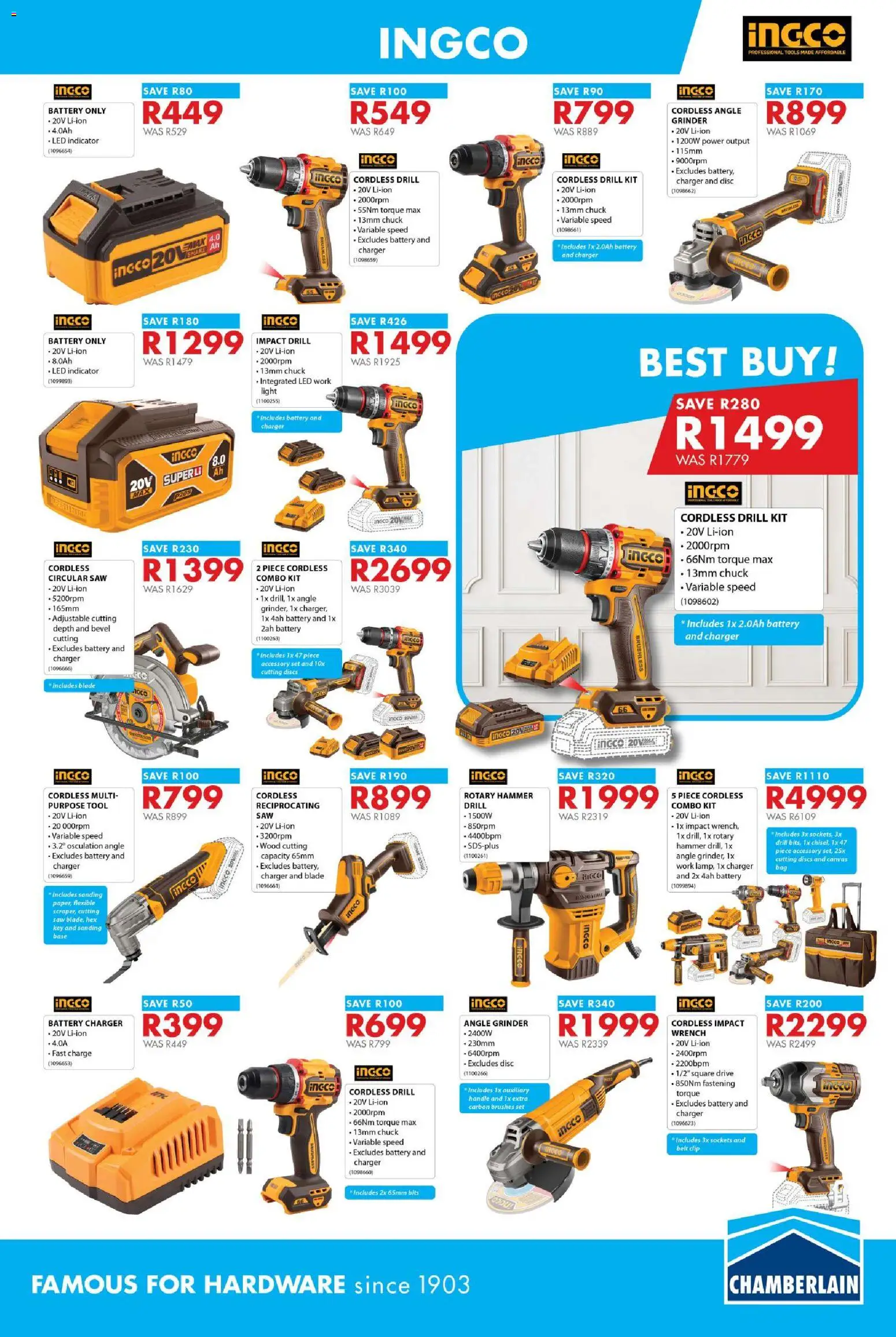 New Chamberlain catalogue – valid from 22.01.2026 | Page: 9 | Products: Belt, Drill, Charger, Angle grinder