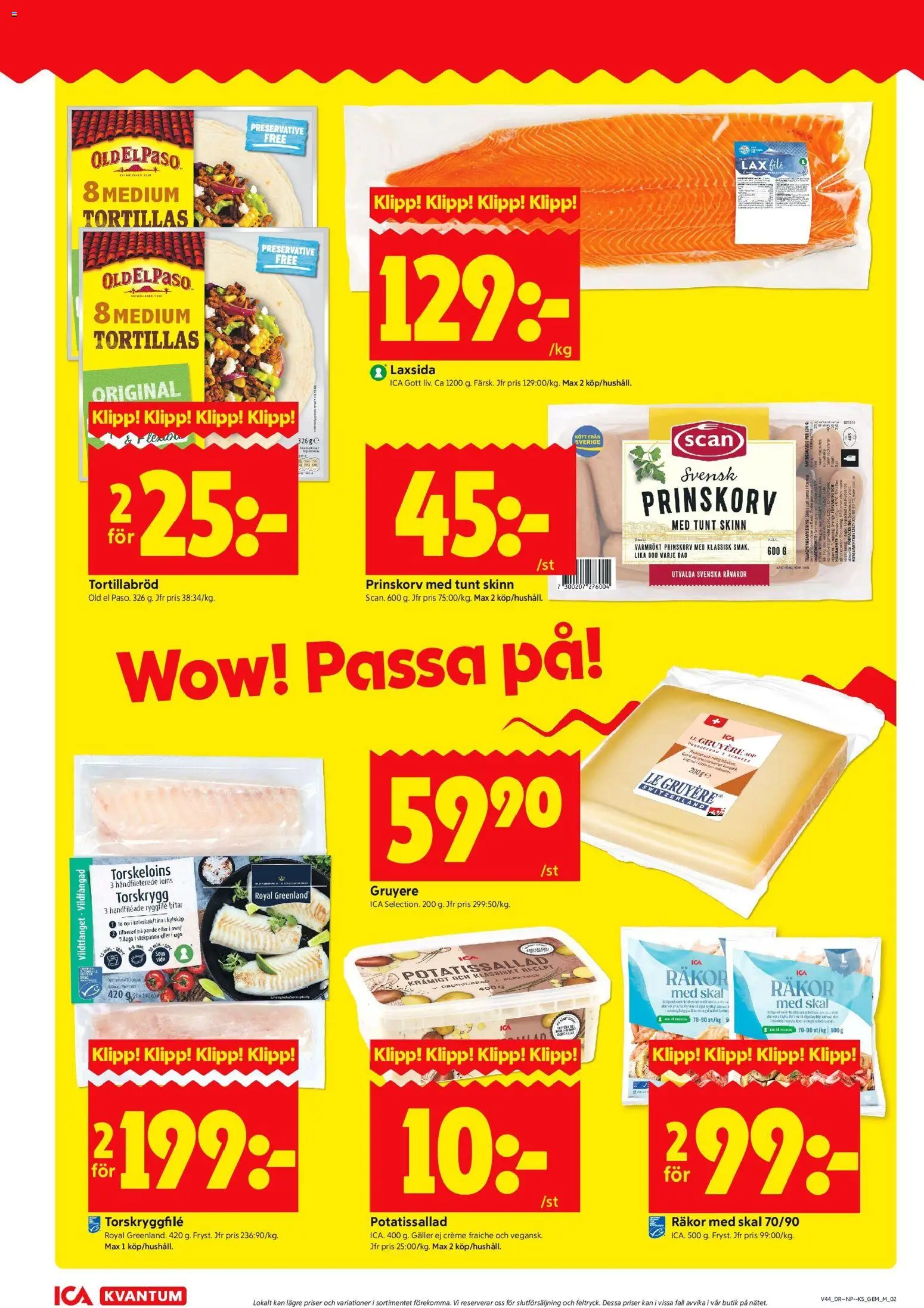 ICA Kvantum reklamblad aktuell från 27.10.2025 | Sida: 2 | Produkter: Potatissallad, Räkor, Lax, Kylskåp