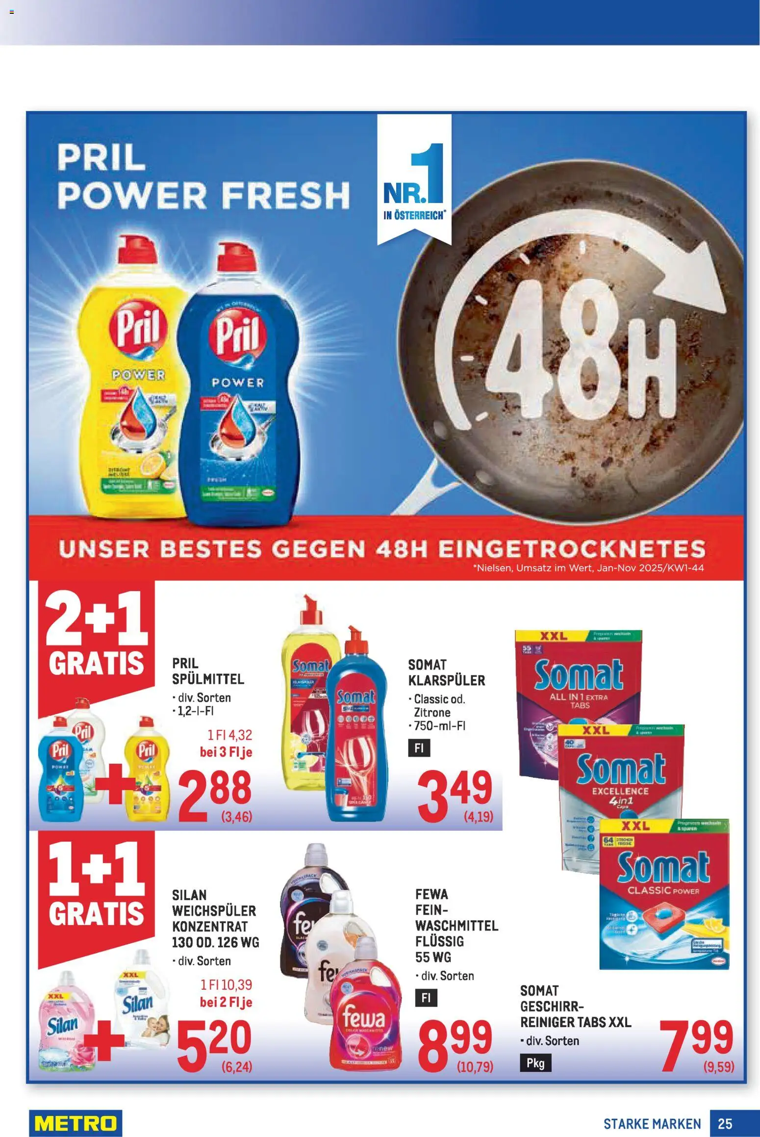 Metro angebote Starke Marken gültig ab 02.04.2026 | Seite: 25 | Produkte: Klarspüler, Zitrone, Weichspüler, Waschmittel