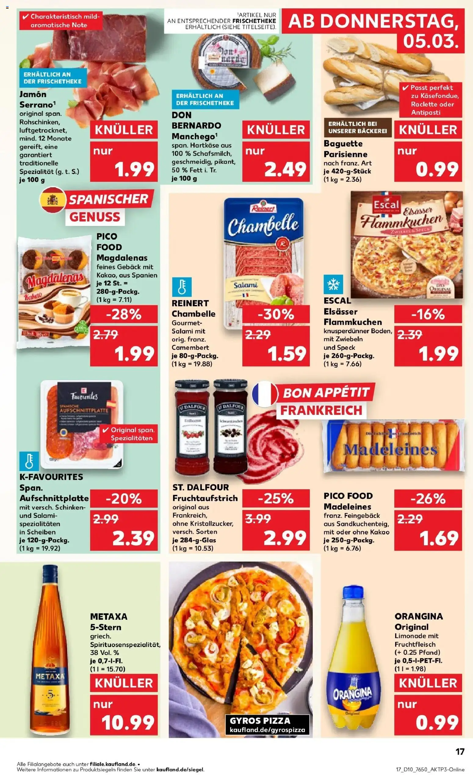 Kaufland Prospekt Herrenberg	 – gültig ab 02.03.2026 | Seite: 29 | Produkte: Bäckerei, Metaxa, Salami, Pizza