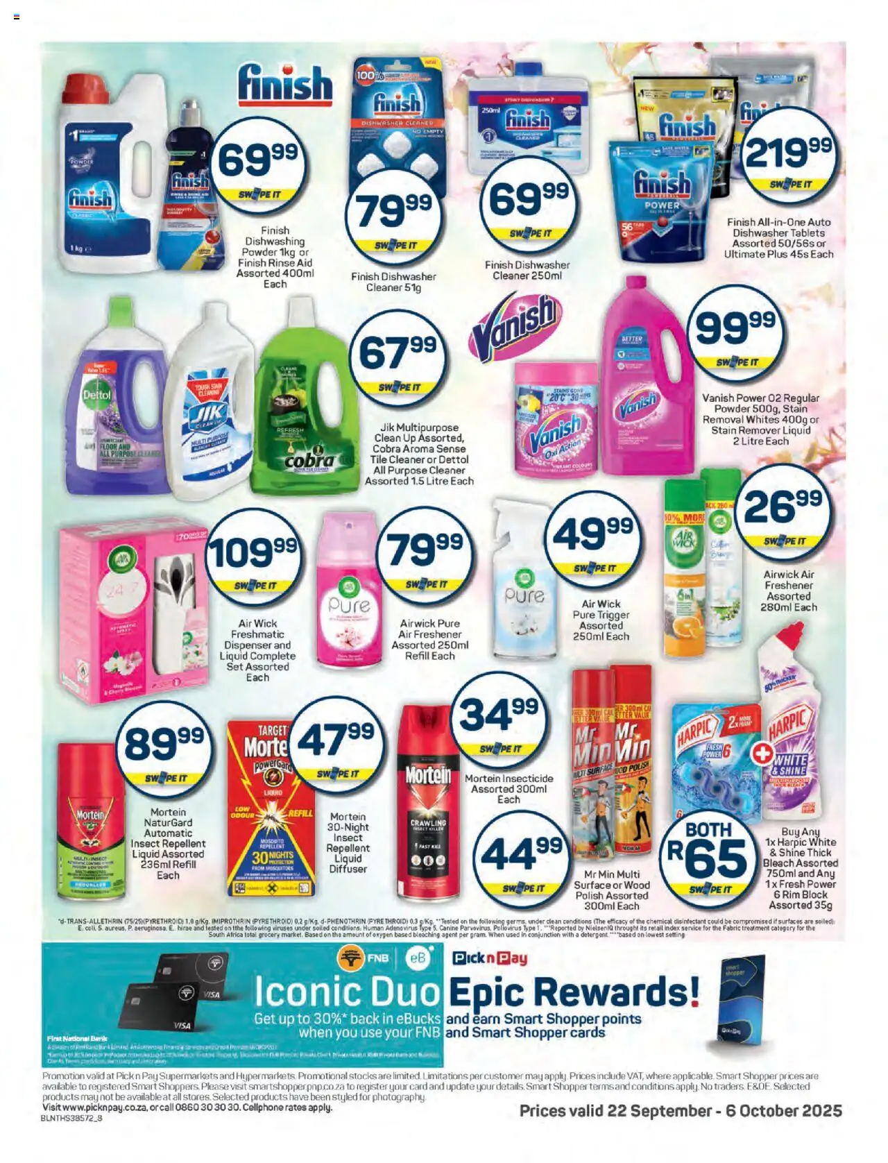 New Pick n Pay catalogue – valid from 22.09.2025 | Page: 8 | Products: Dishwasher, Disinfectant, Air freshener, Stain remover