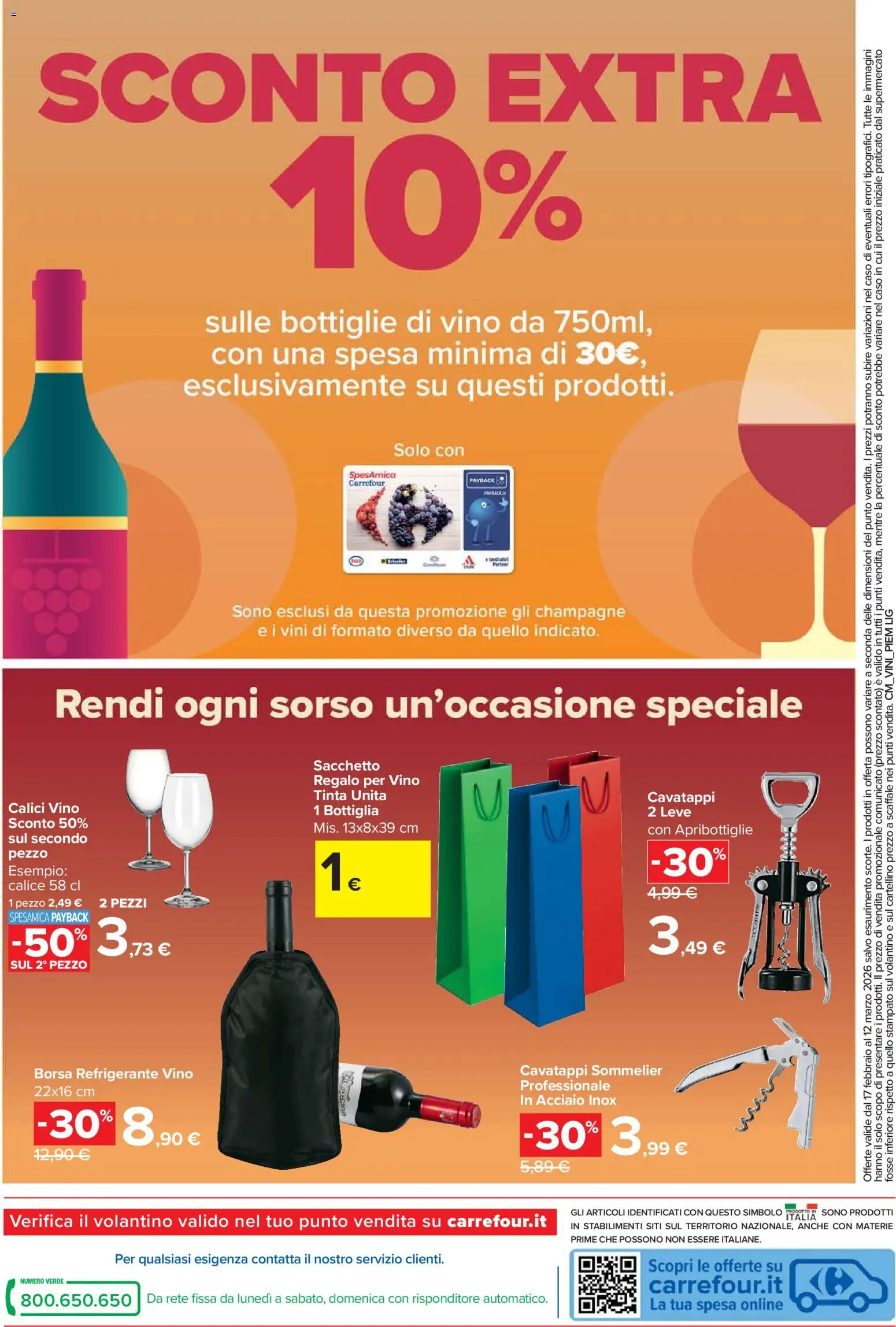 Volantino Carrefour del 17.02.2026 | Pagina: 16 | Prodotti: Calice, Vino, Champagne, Borsa