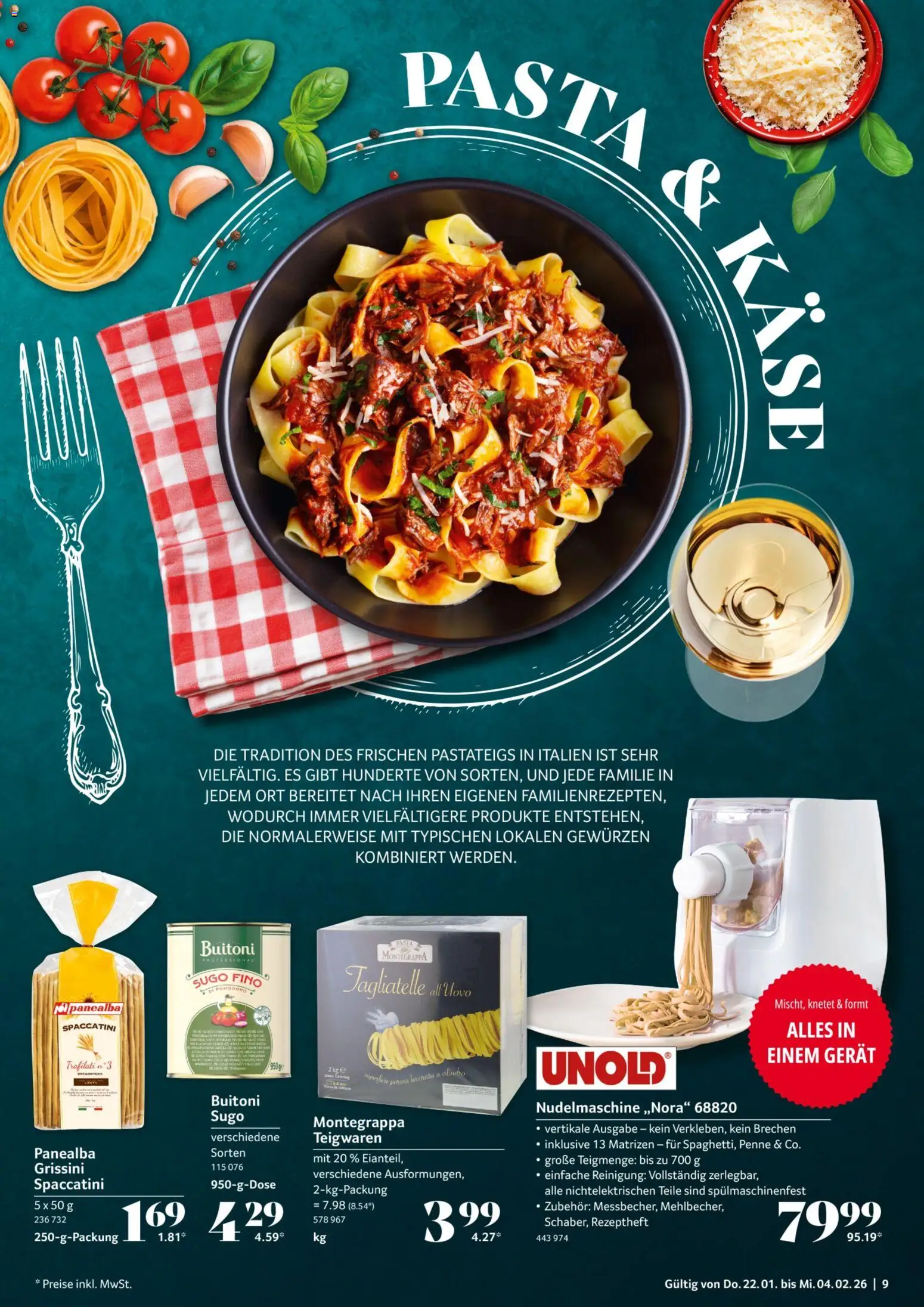 Selgros Gastronomie – gültig ab 22.01.2026 | Seite: 9 | Produkte: Käse, Pasta