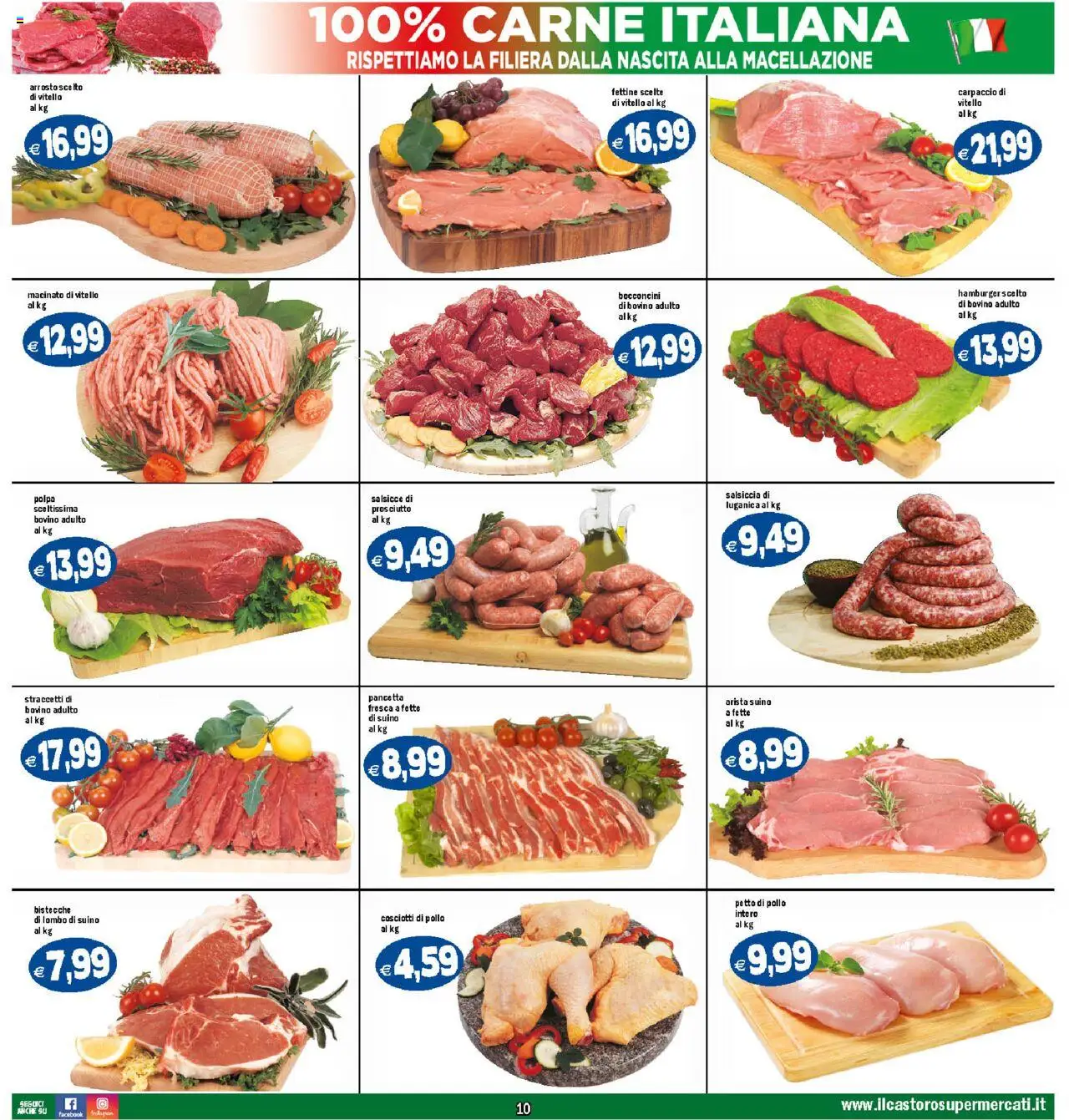 Volantino Il Castoro del 17.09.2025 | Pagina: 10 | Prodotti: Petto di Pollo, Pollo, Vitello, Hamburger