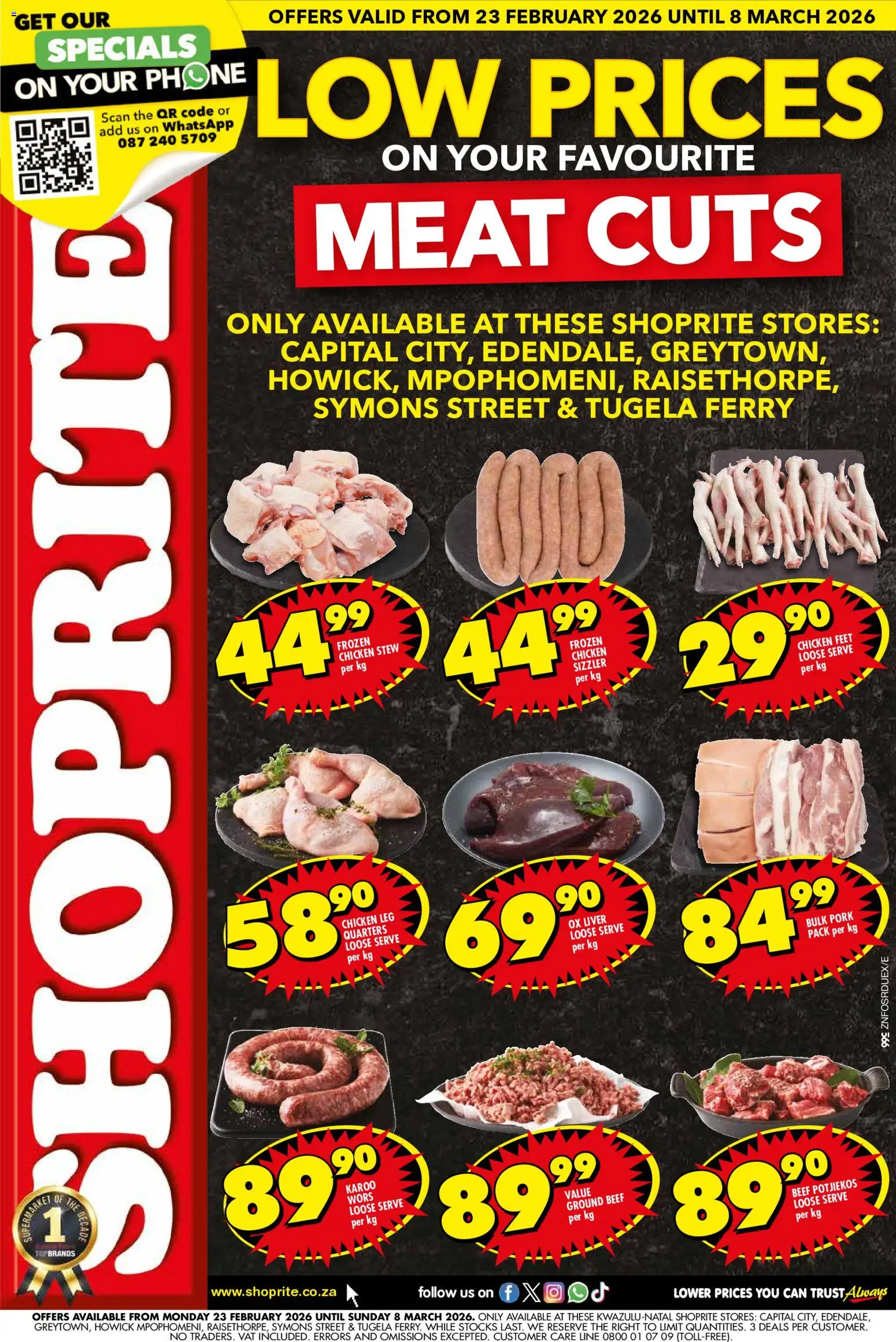New Shoprite catalogue – valid from 23.02.2026 | Page: 1 | Products: Phone, Chicken, Pork, Beef