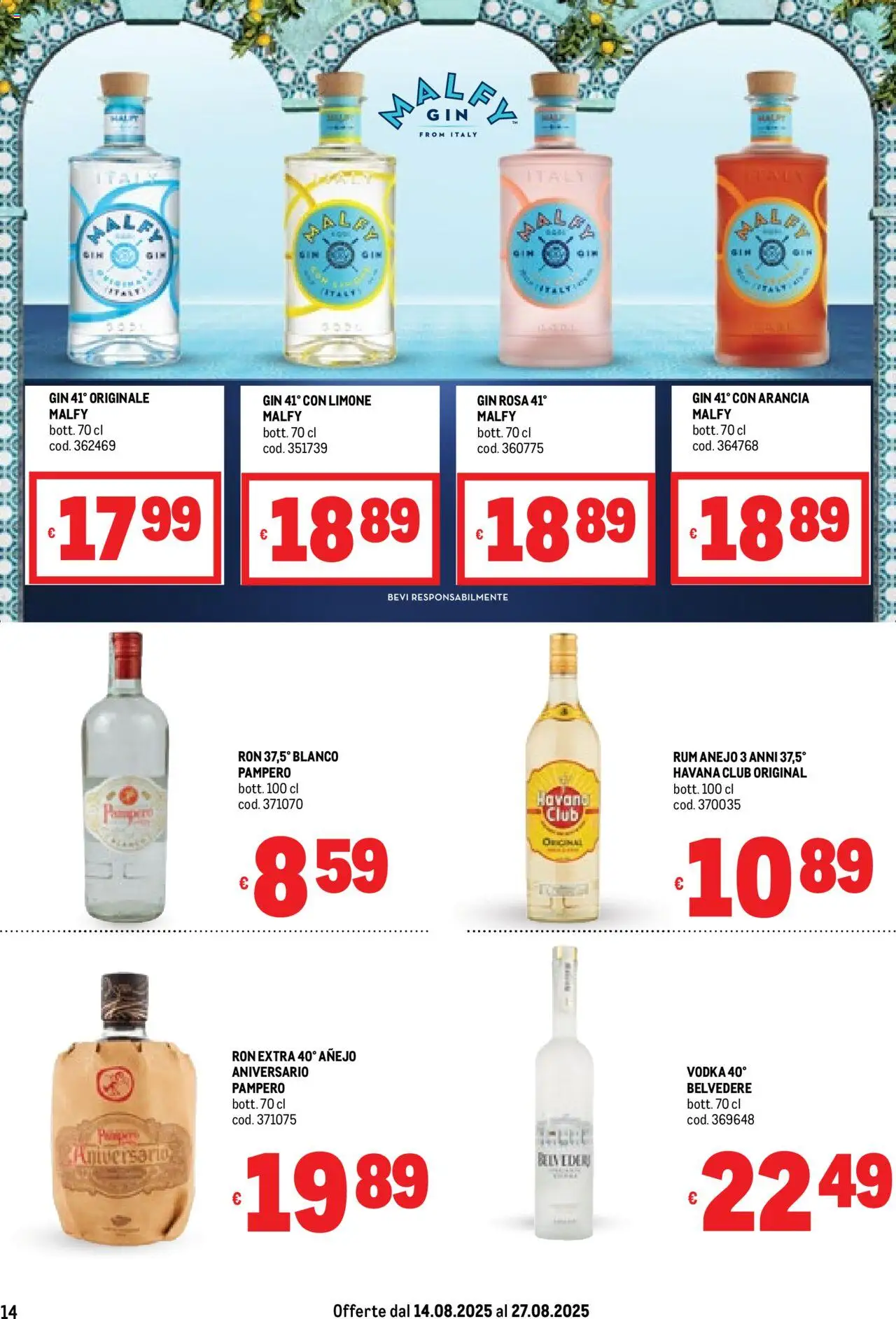 Volantino Metro del 14.08.2025 | Pagina: 14 | Prodotti: Gin, Vodka, Limone, Rum