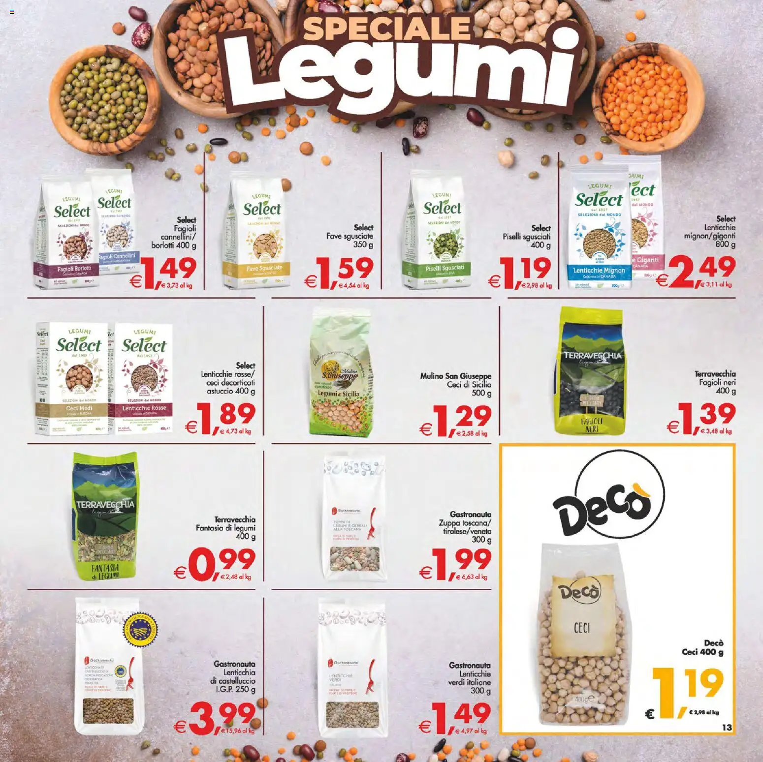 Volantino Decò del 23.01.2026 | Pagina: 13 | Prodotti: Cereali, Ceci, Piselli, Astuccio