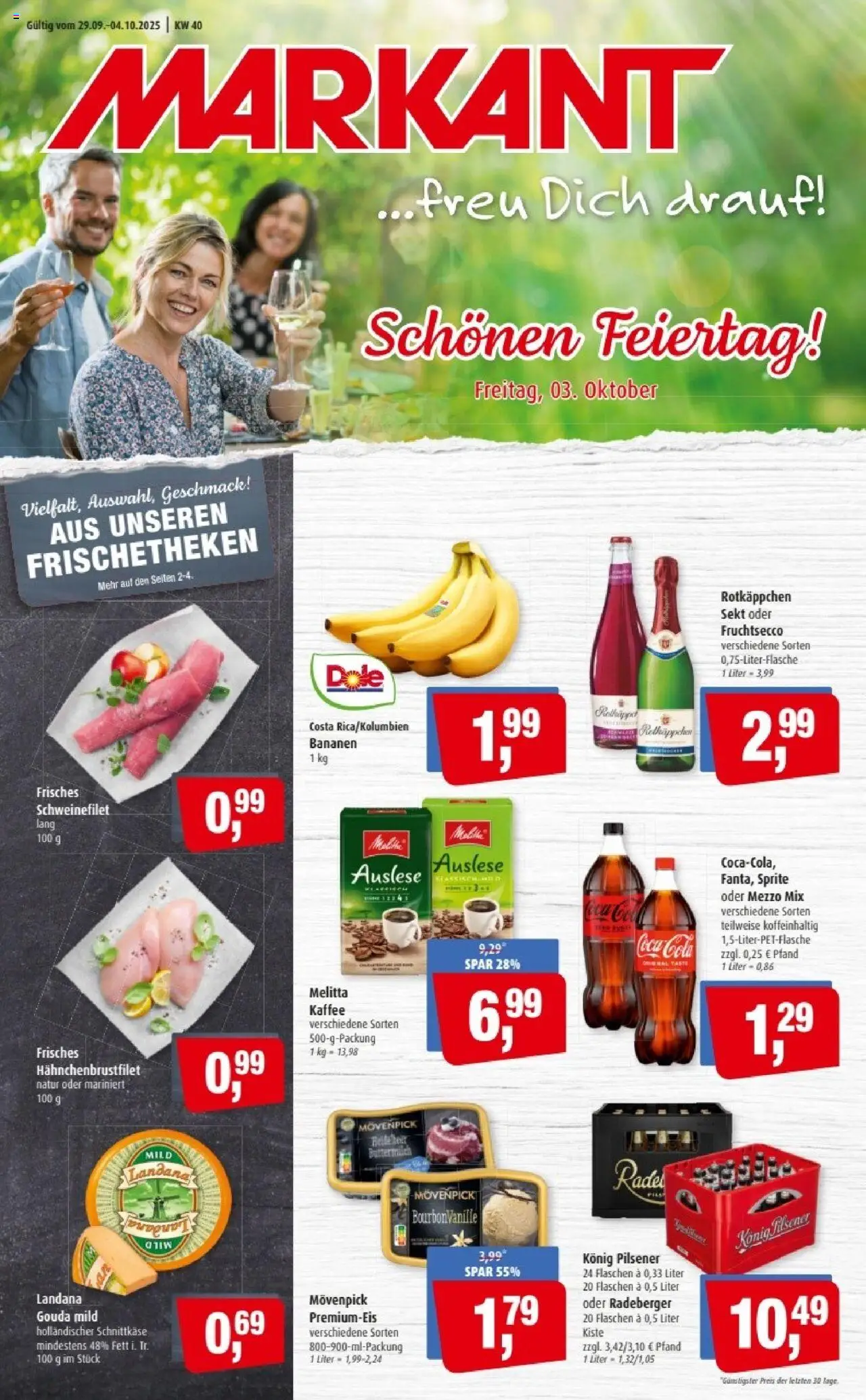 Markant Prospekt 	 – gültig ab 29.09.2025 | Seite: 1 | Produkte: Rotkappchen sekt, Coca cola, Konig pilsener, Sekt