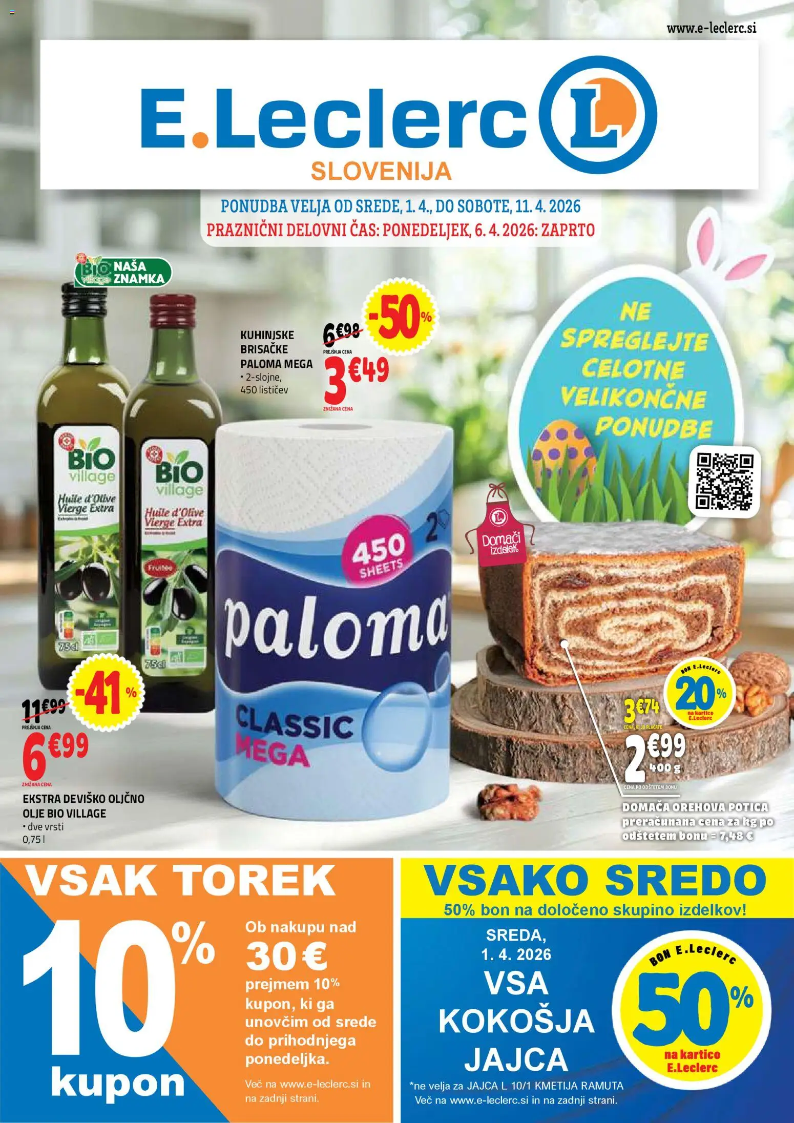 Novi E.leclerc katalog ponudbe – veljaven od 01.04.2026 | Stran: 1 | Izdelki: Jajca, Olje
