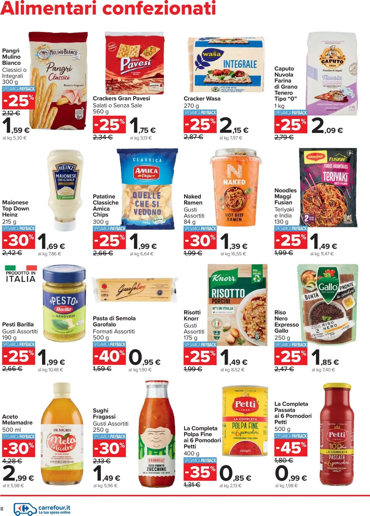 Volantino Carrefour del 27.11.2025 | Pagina: 8 | Prodotti: Sale, Pasta, Zucchine, Rustici