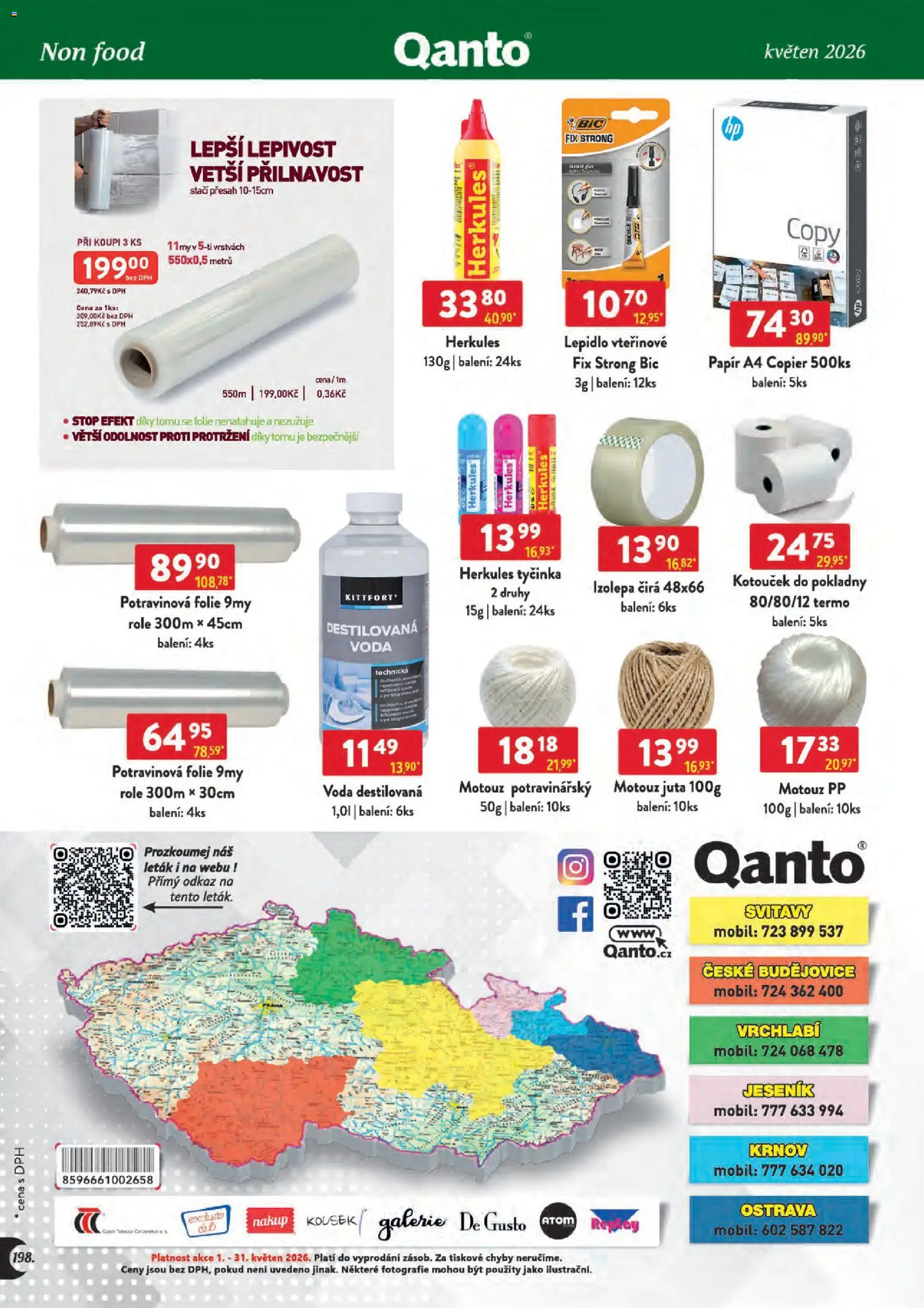 Astur & Qanto leták - Velkoobchod 05/2026 od 01.05.2026 | Strana: 198 | Produkty: Voda, Fólie, Papír A4, Potravinová folie