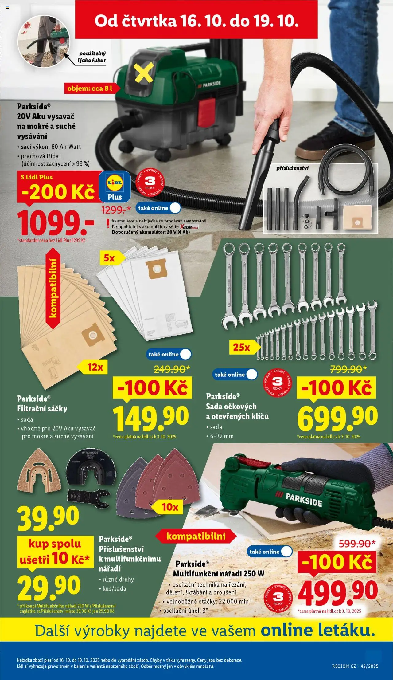 Lidl leták od 16.10.2025 | Strana: 47 | Produkty: Parkside, Vysavač, Aku vysavač, Nářadí