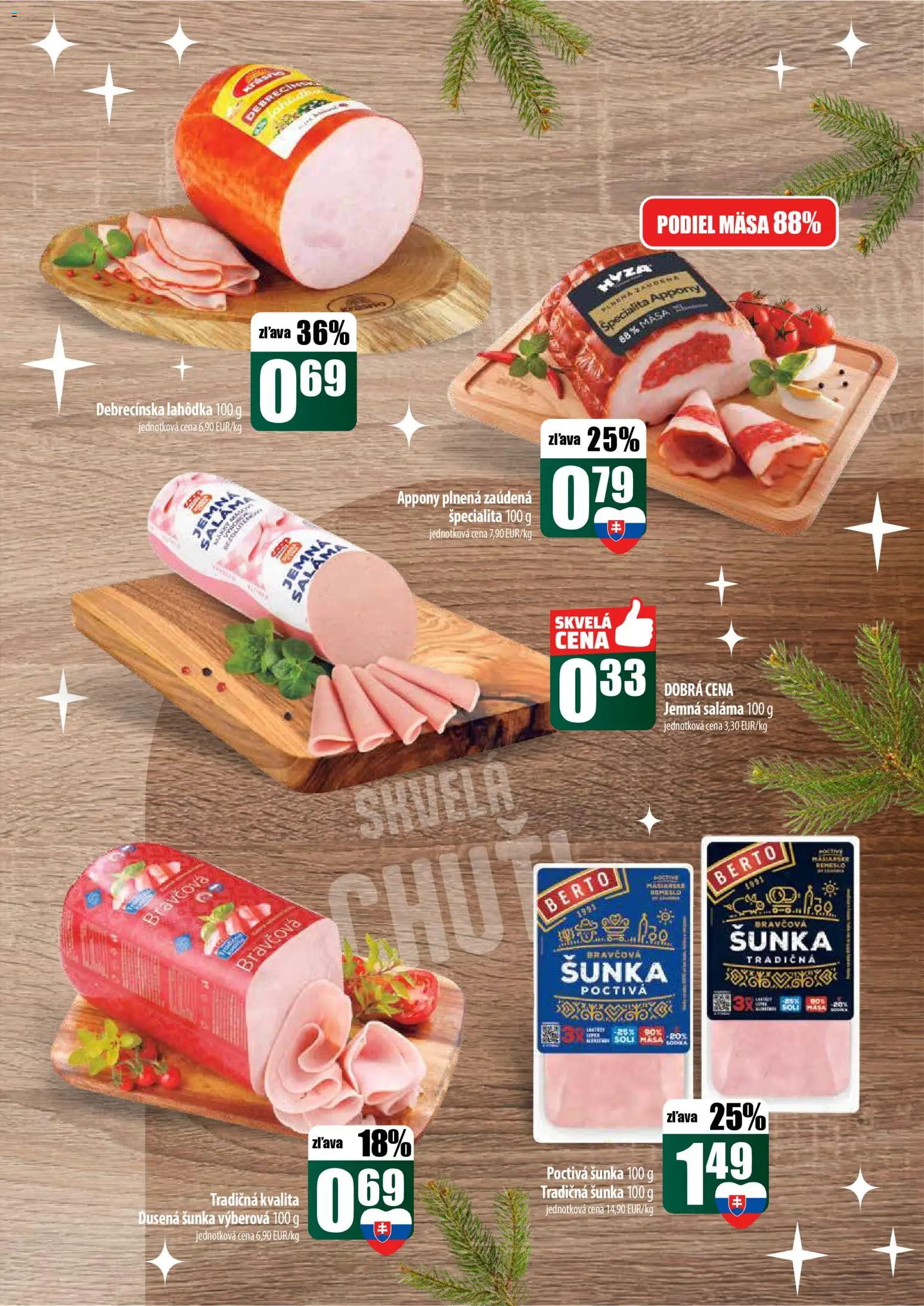 Nové COOP Jednota akcie – leták je platný od 22.12.2025 | Strana: 11 | Produkty: Saláma, Šunka