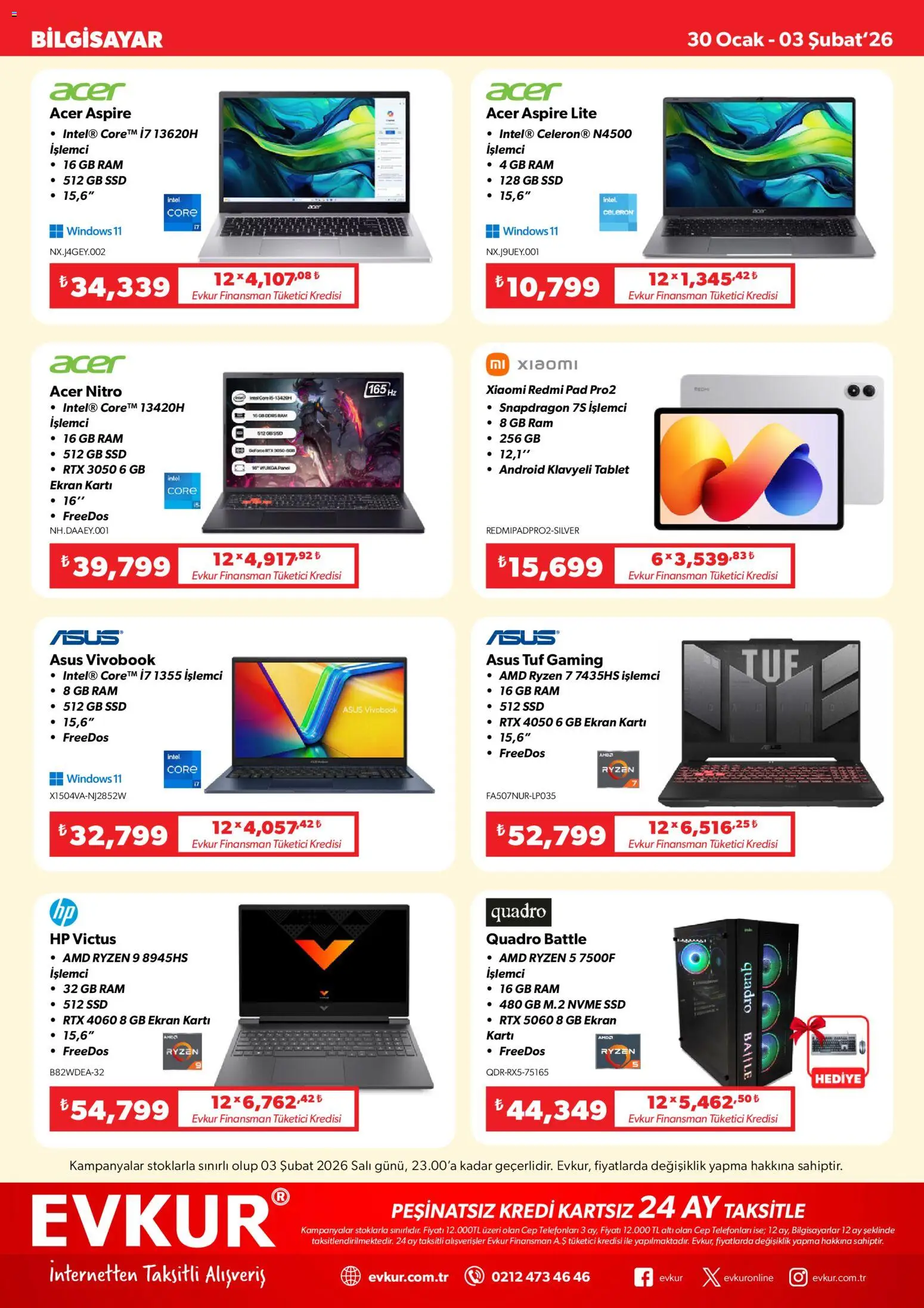 Evkur Muhteşem Fırsatlar - 30.01.2026 tarihinden itibaren geçerlidir | Sayfa: 3 | Ürünler: Tablet, Bilgisayar, Ocak