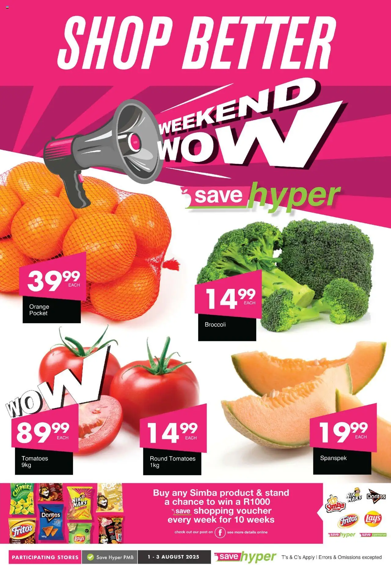 Save Weekend WOW │ valid from 01.08.2025 | Page: 1 | Products: Corn, Tomatoes