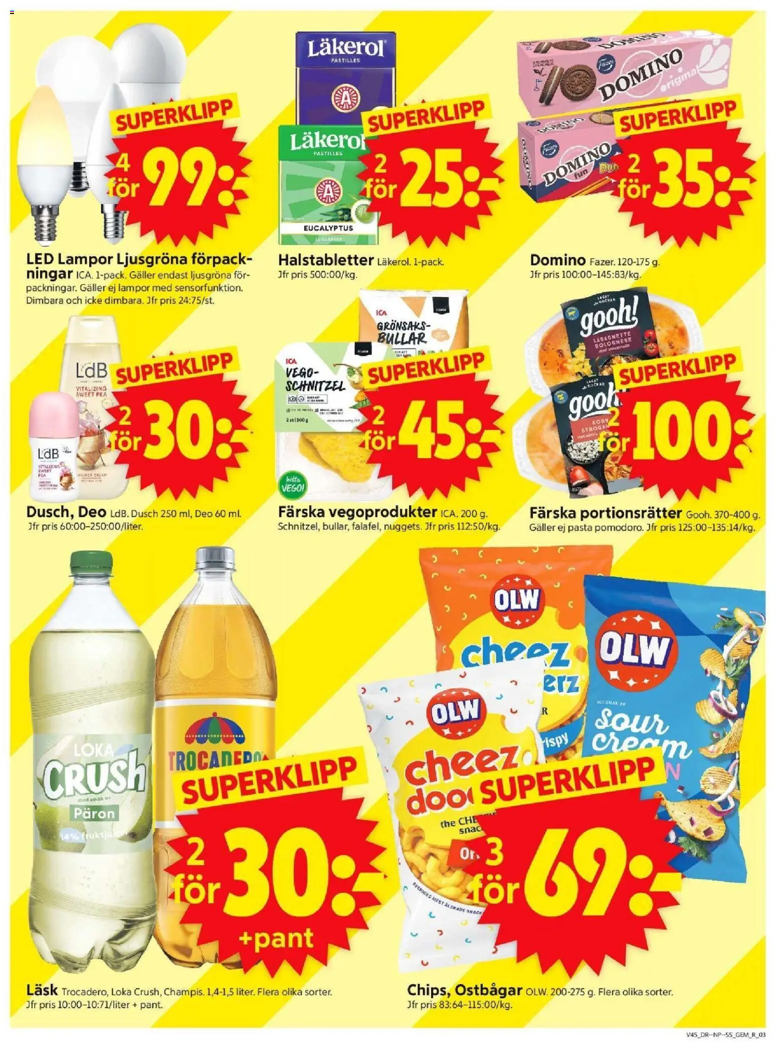 ICA Supermarket reklamblad aktuell från 03.11.2025 | Sida: 3 | Produkter: Ostbågar, Loka, Galler, Dusch