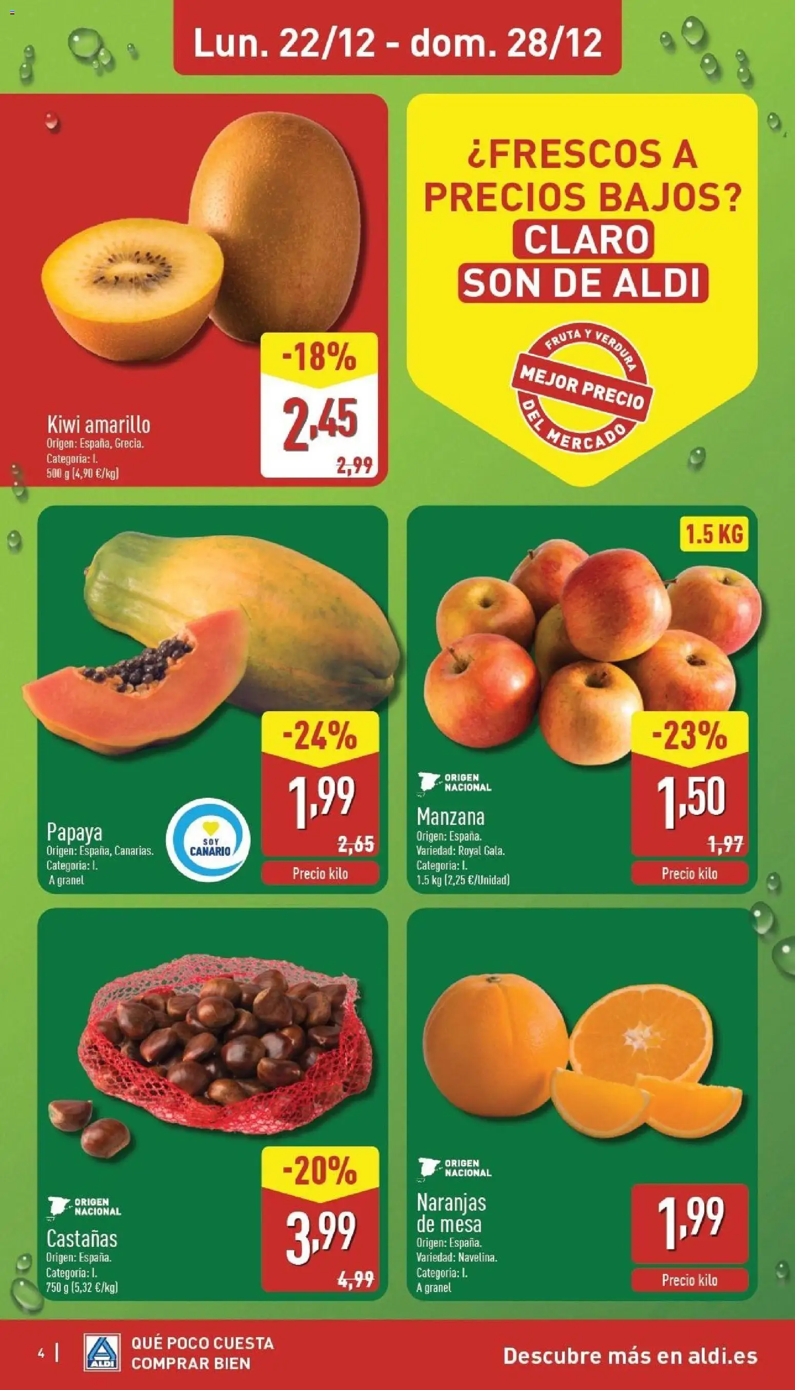 Aldi folleto Canarias │ válido desde el 22.12.2025 | Página: 4 | Productos: Naranjas, Kiwi, Apple, Mesa
