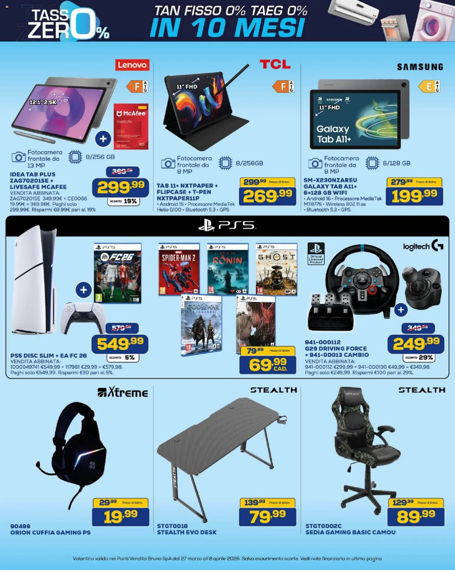 Volantino BRUNO del 27.03.2026 | Pagina: 5 | Prodotti: The, Fotocamera, Sedia, Samsung