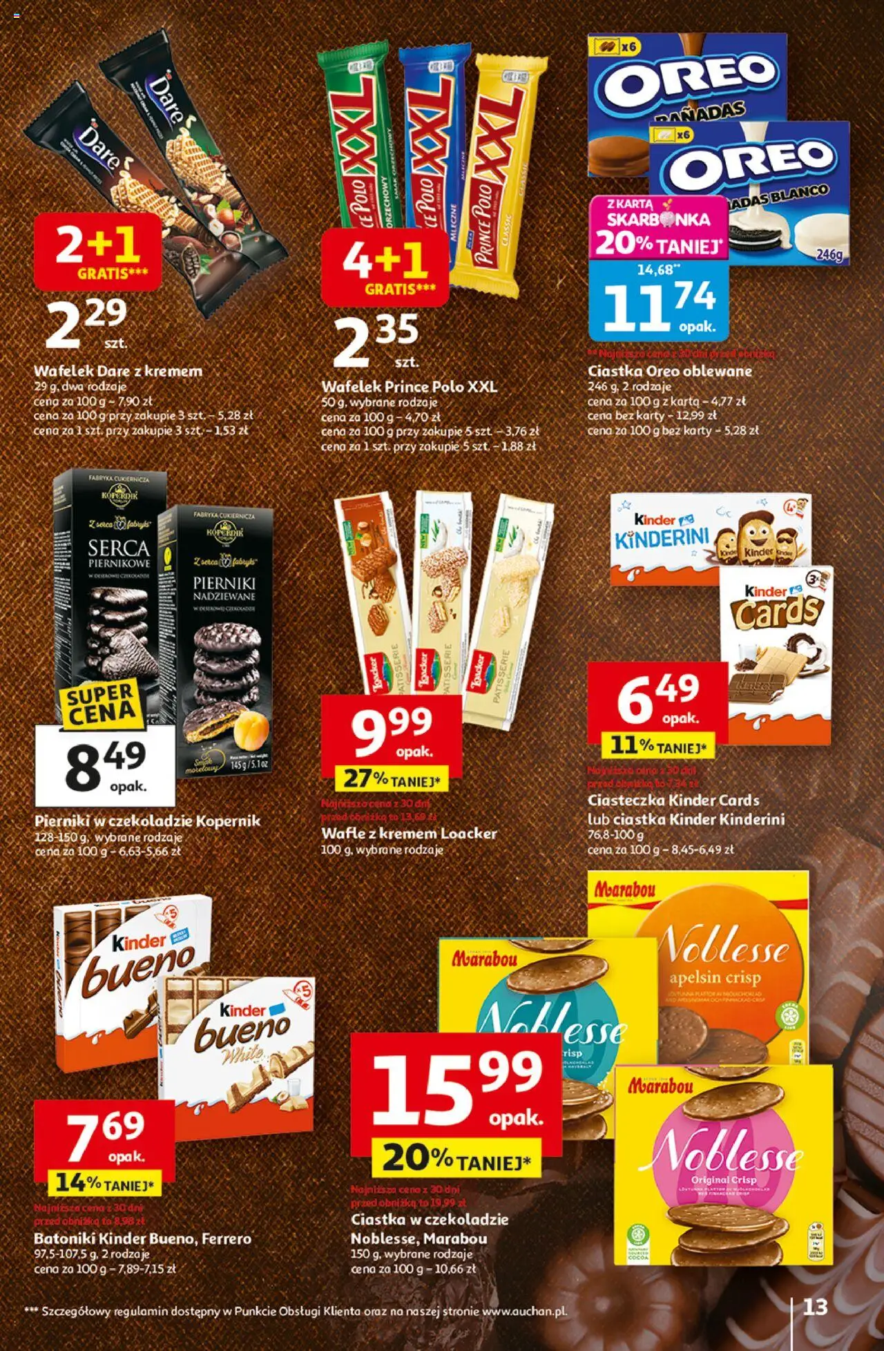 Auchan Gazetka - Wielkie przeboje cenowe Hipermarket od 23.10.2025 | Strona: 13 | Produkty: Karta, Pierniki, Prince polo xxl, Wafle
