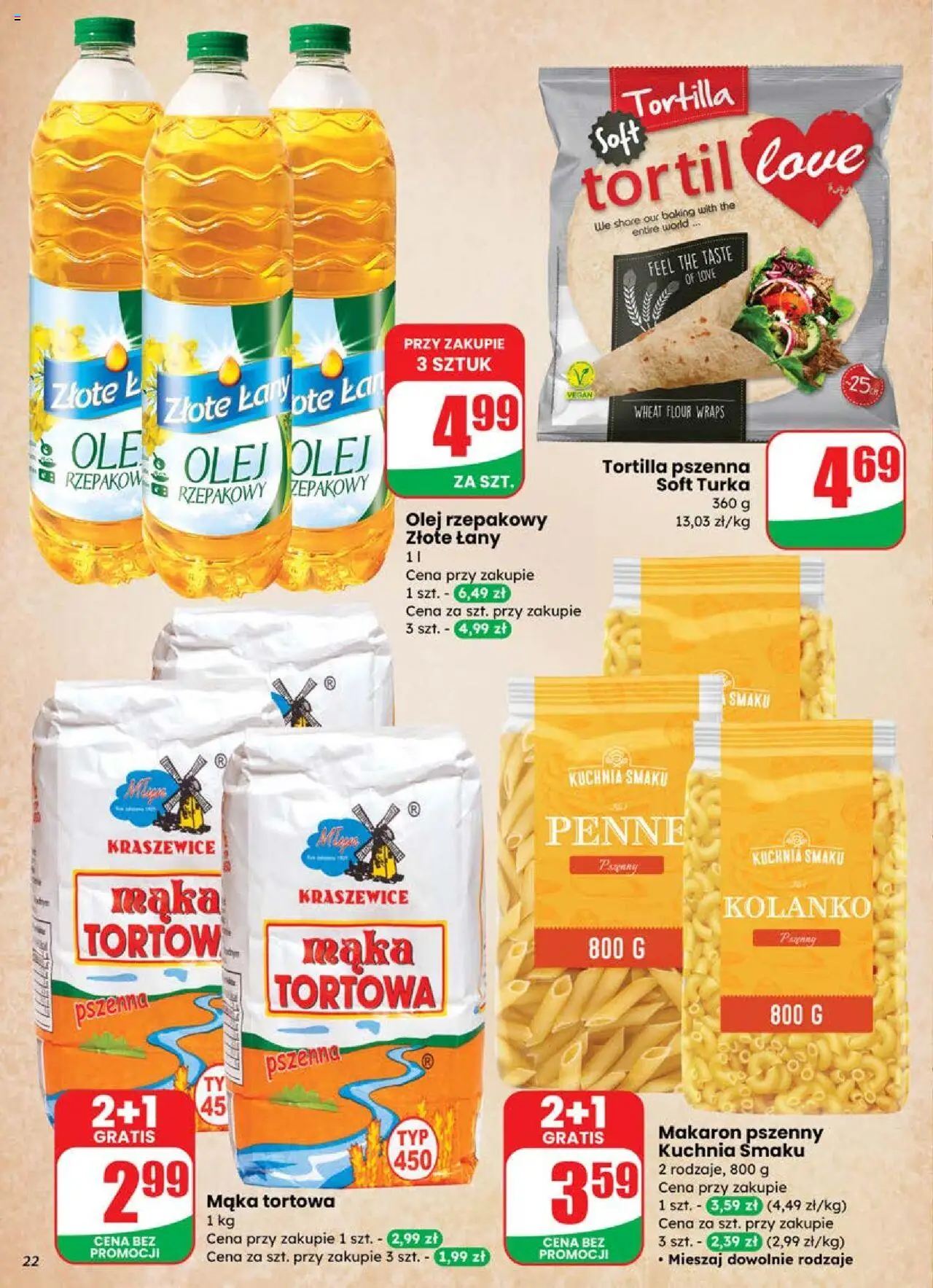 Dino Gazetka od 18.06.2025 | Strona: 22 | Produkty: Olej rzepakowy, Penne, Tortilla, Olej