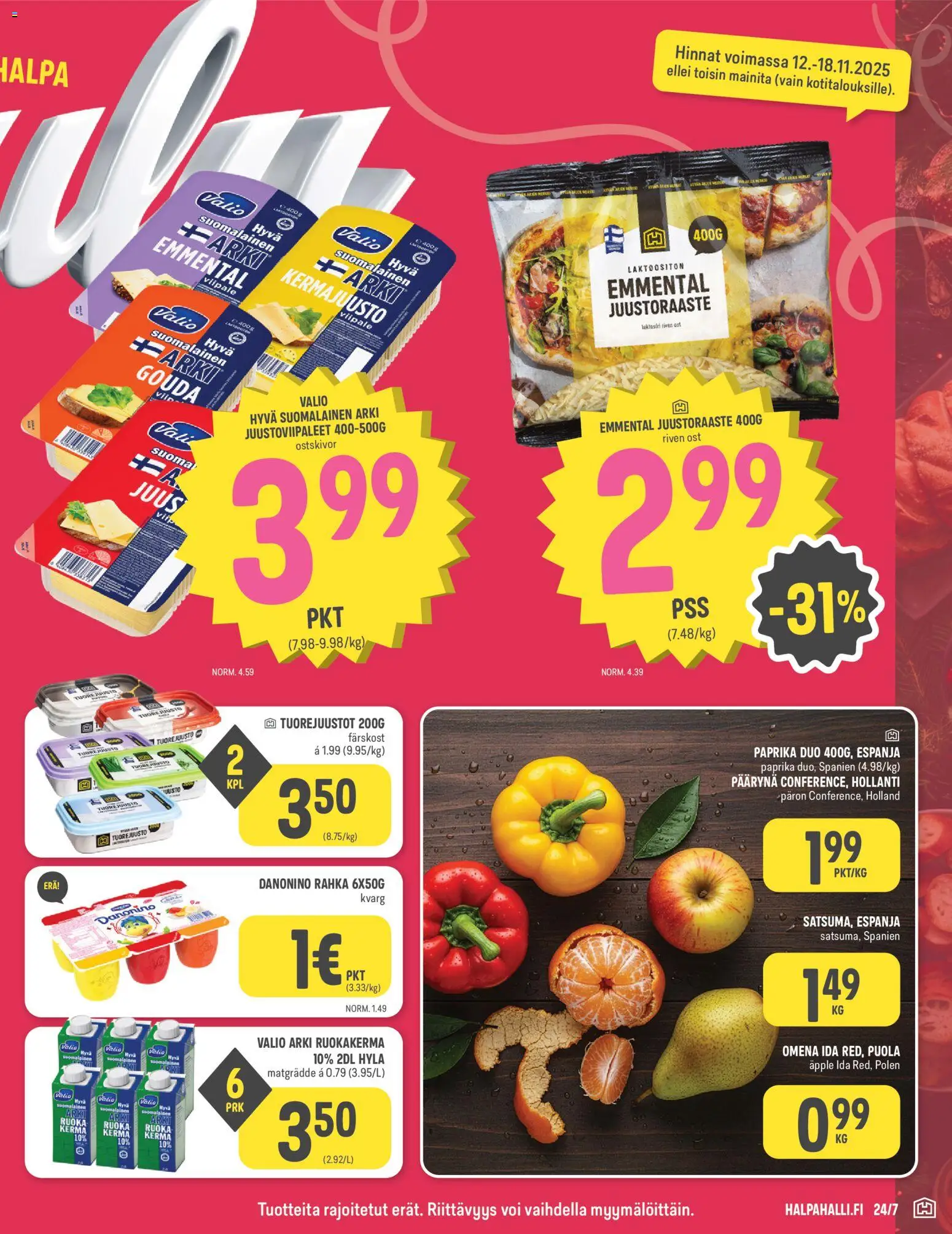 Halpa Halli - Black Friday – voimassa 12.11.2025 alkaen | Sivu: 3 | Tuotteet: Kermajuusto, Voi, Juusto, Kerma