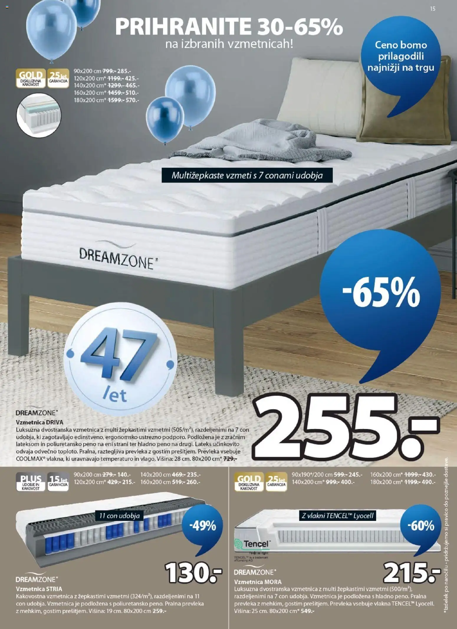 Novi JYSK katalog ponudbe – veljaven od 22.04.2026 | Stran: 15 | Izdelki: Vzmetnica, Prevleka