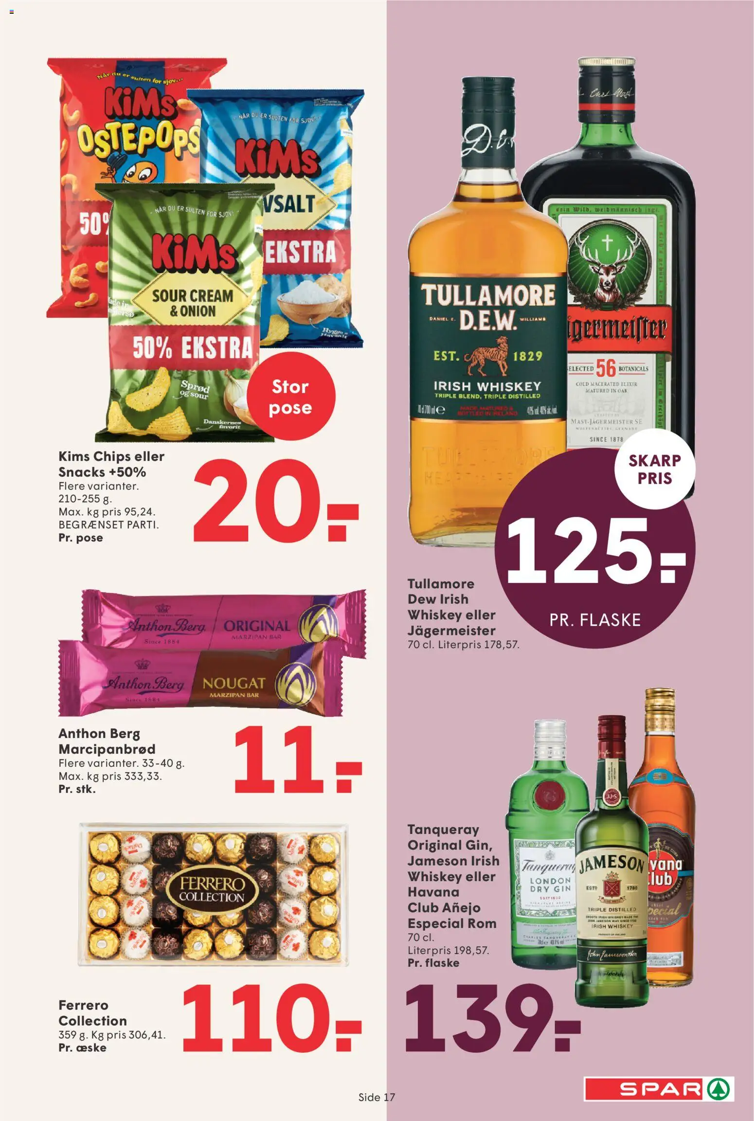Spar tilbudsavis – gyldig fra 23.01.2026 | Side: 17 | Produkter: Gin, Chips, Rom, Nougat