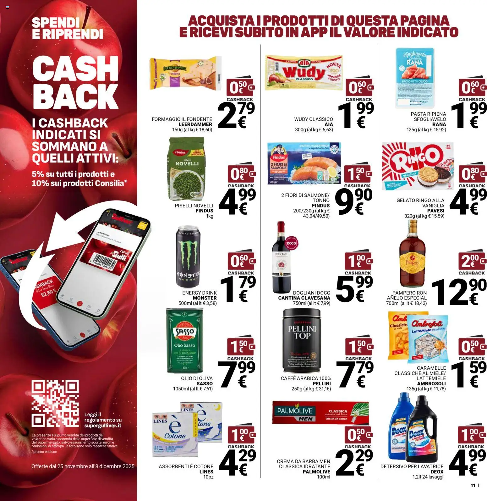 Volantino Gulliver del 25.11.2025 | Pagina: 11 | Prodotti: Caffè, Caramelle, Gelato, Olio di Oliva