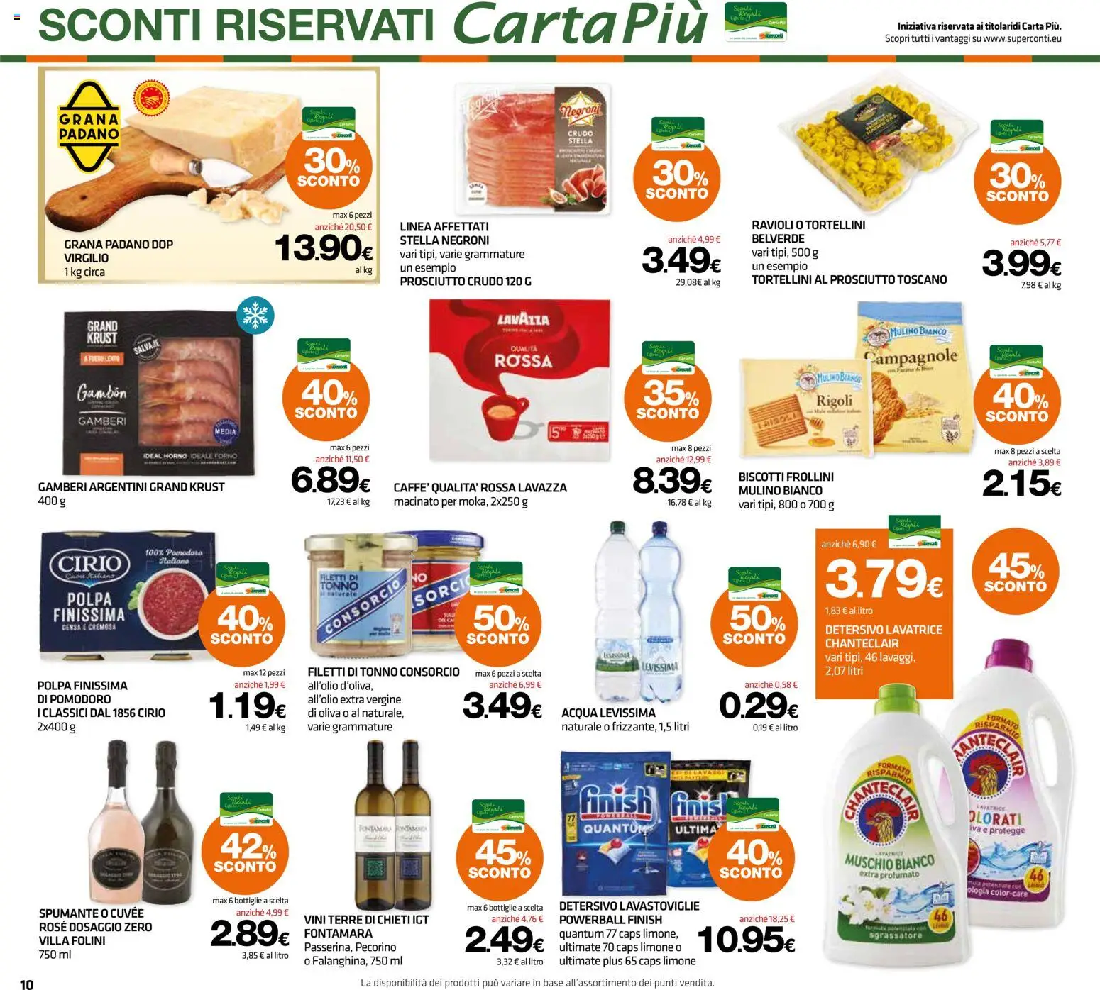 Volantino Superconti del 26.03.2026 | Pagina: 10 | Prodotti: Gamberi, Tonno, Lavazza, Macinato