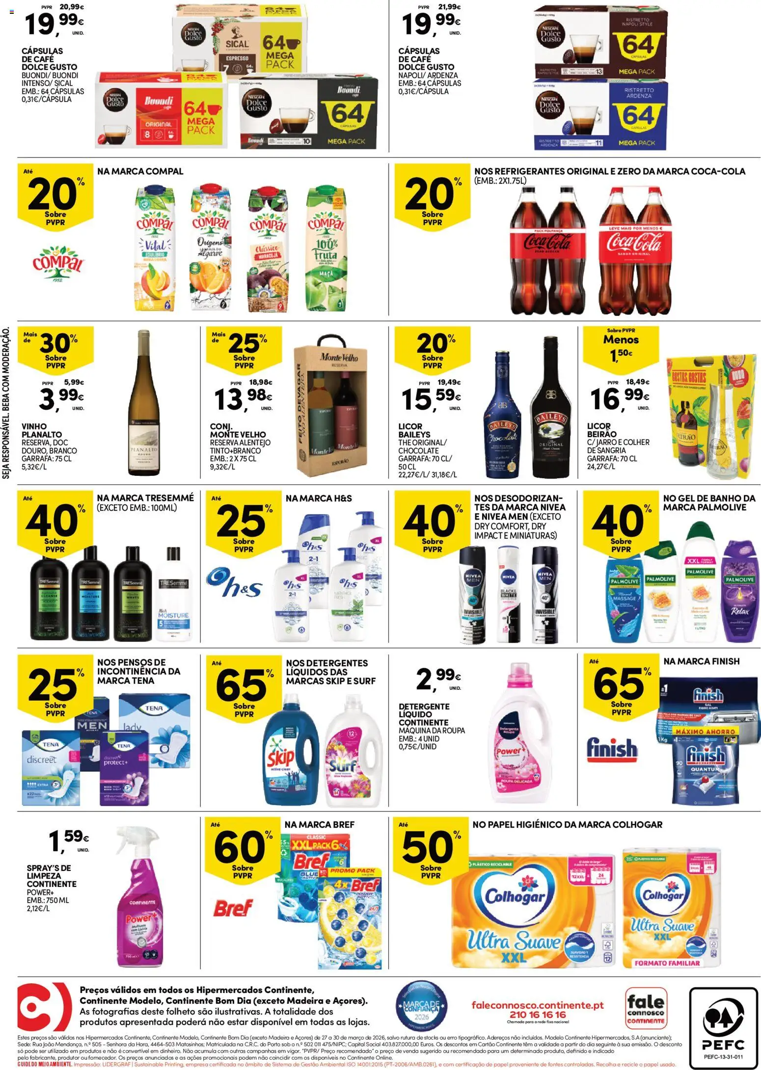 Continente Fim de Semana à Continente │ válido de 27.03.2026 | Página: 4 | Produtos: Licor, Maça, Vinho, Coca-cola