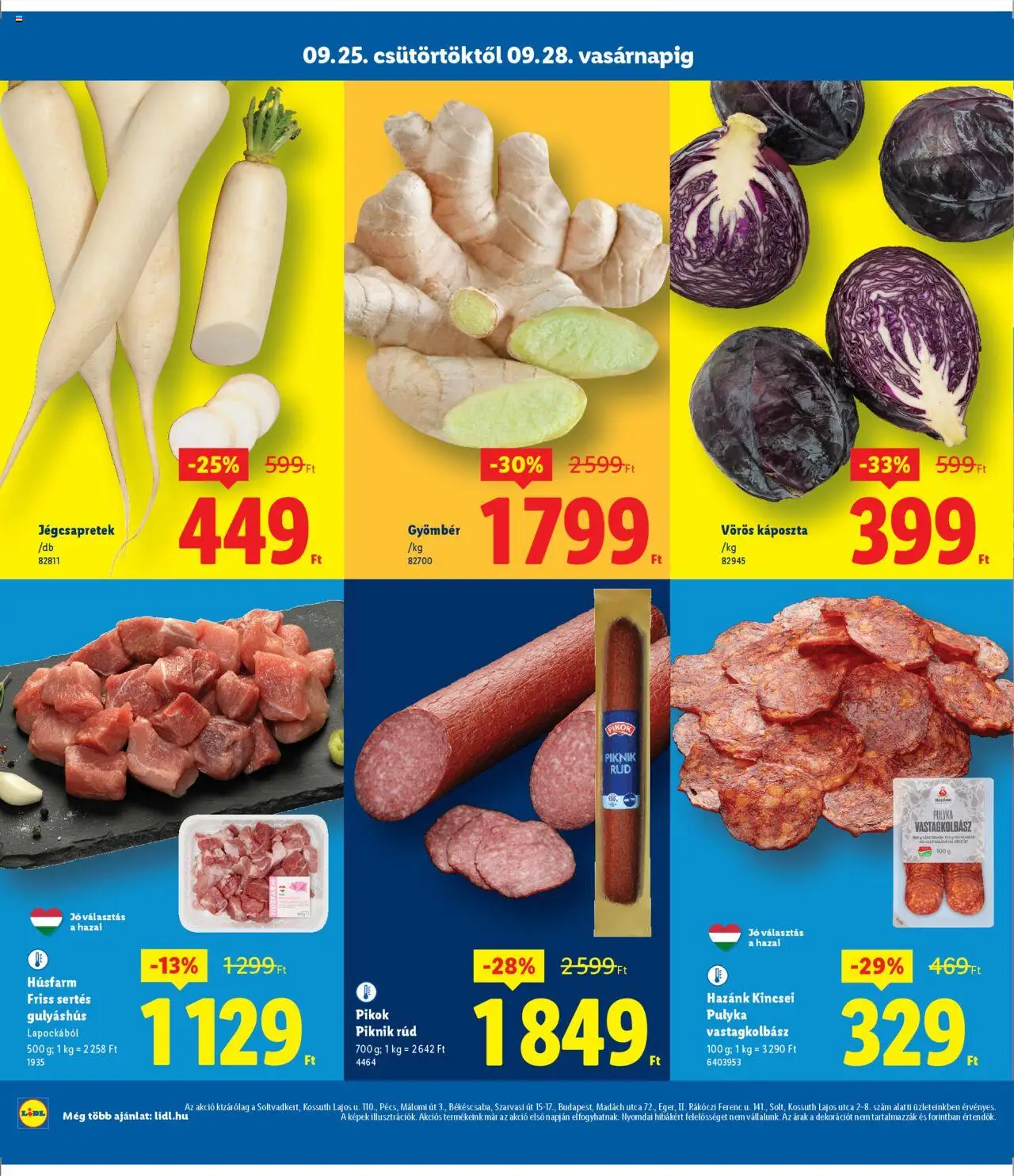 Lidl akciós ujság - amely érvényes a következő dátumtól: 25.09.2025 | Oldal: 2 | Termékek: Káposzta, Gyömbér, Vastagkolbász, Jégcsapretek