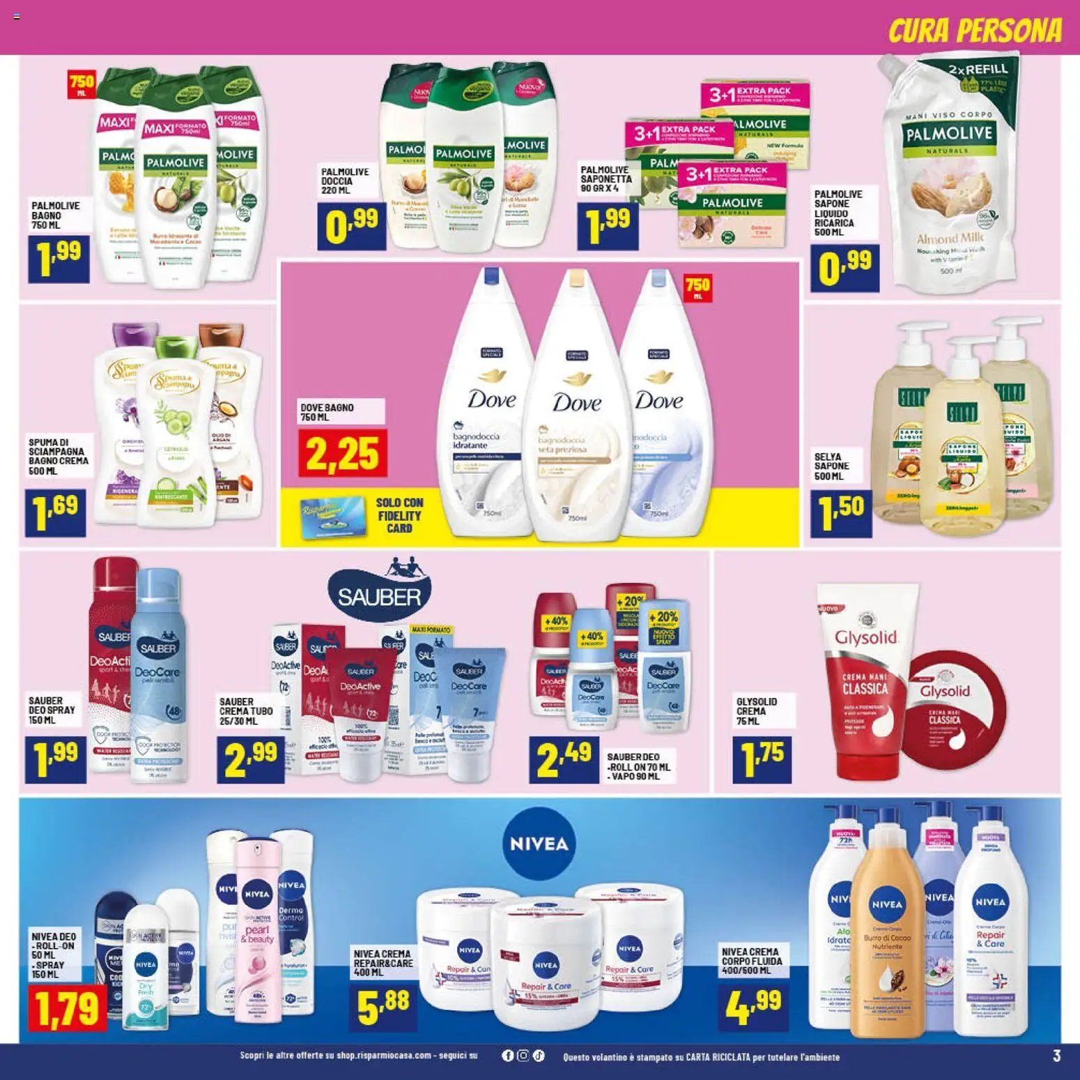 Volantino RisparmioCasa del 07.01.2026 | Pagina: 3 | Prodotti: Crema, Sapone, Sale, Tubo