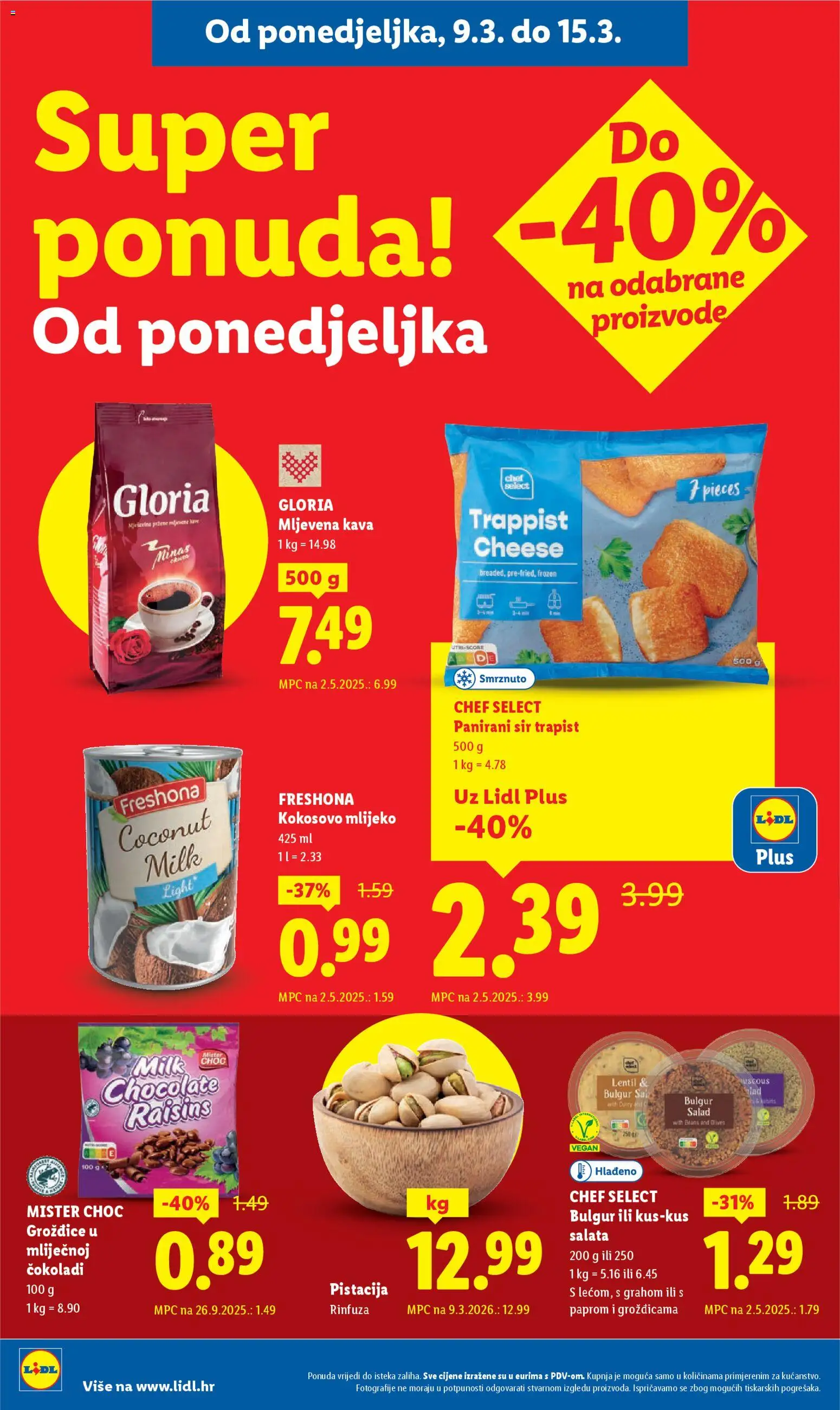 Lidl katalog | vrijedi od 09.03.2026 | Stranica: 6 | Proizvodi: Mlijeko, Trapist, Salata, Grožđice
