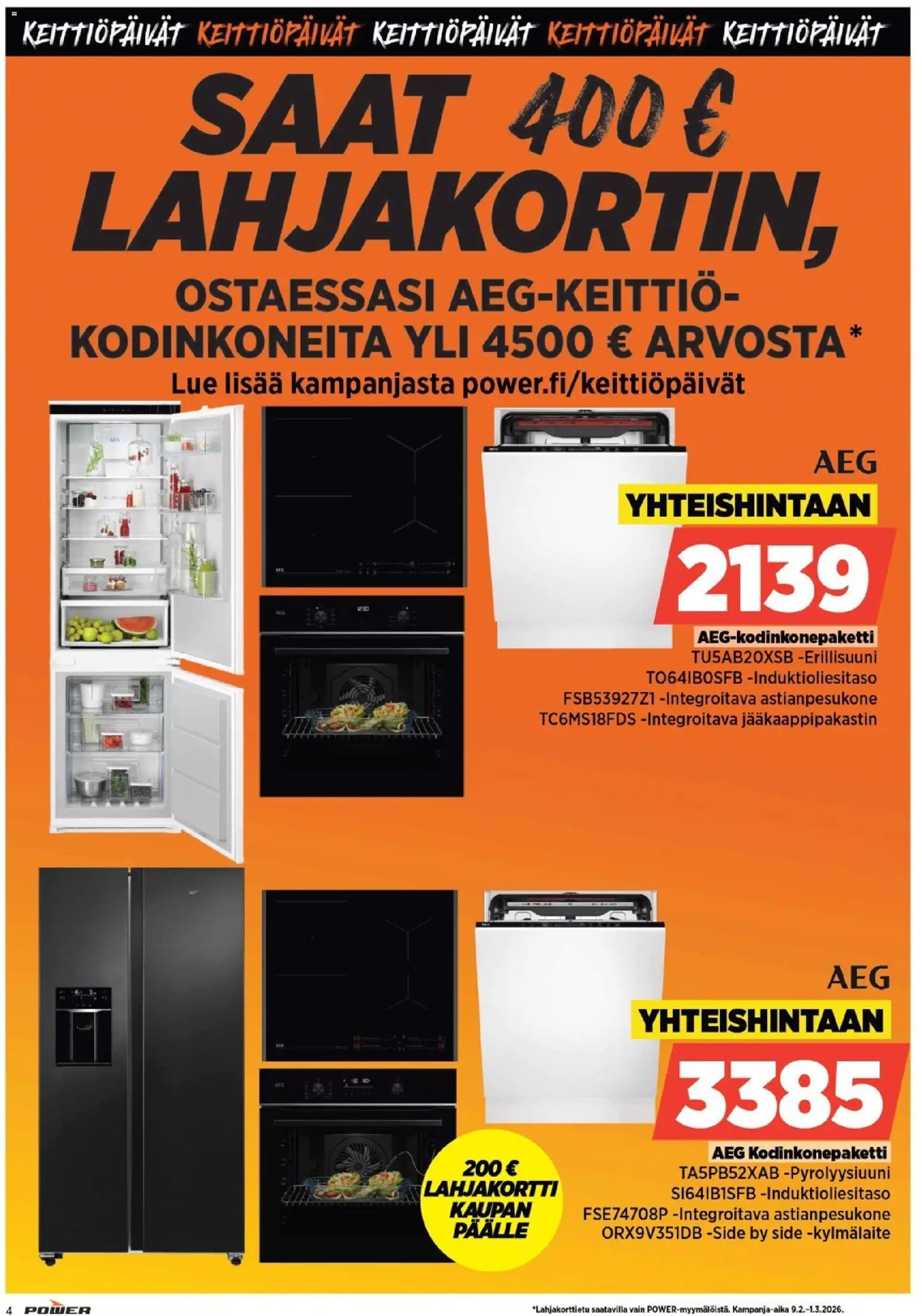 Power tarjoukset – voimassa 23.03.2026 alkaen | Sivu: 4 | Tuotteet: Astianpesukone, Jääkaappipakastin, Erillisuuni