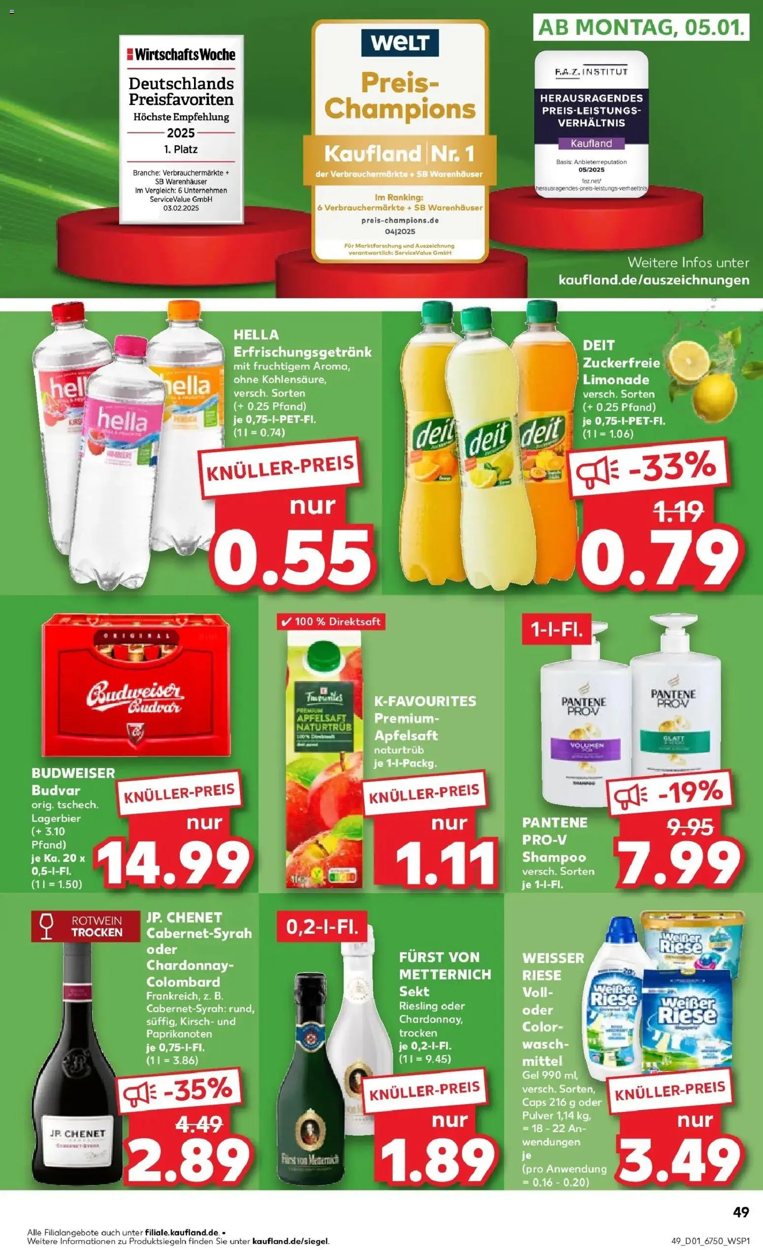 Kaufland prospekt Berlin	 – gültig ab 05.01.2026 | Seite: 5 | Produkte: Furst von metternich, Limonade, Hella, Budweiser